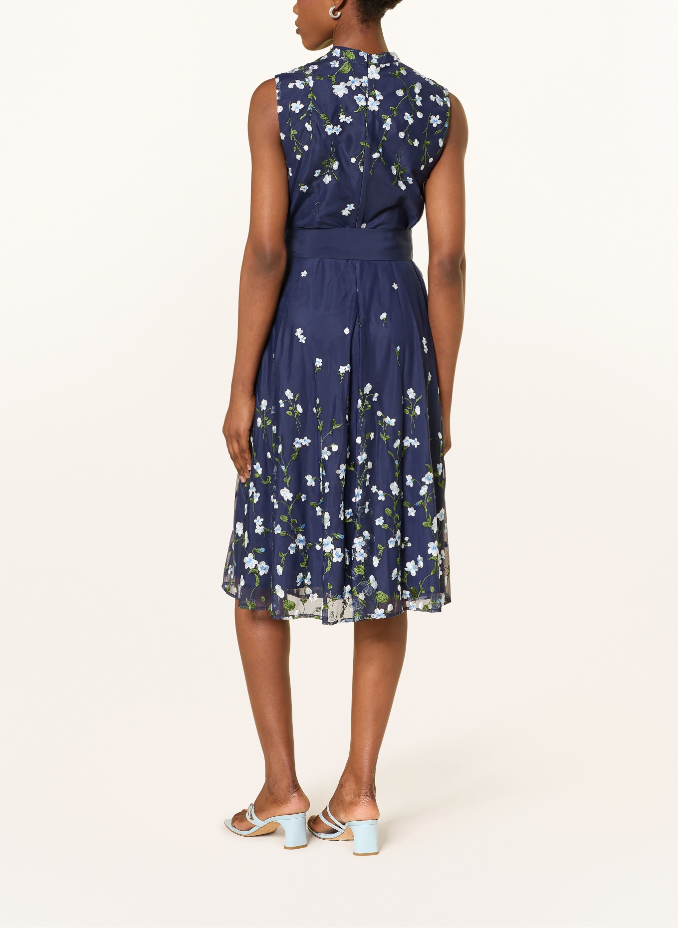 HOBBS Mesh-Kleid ARIA: DUNKELBLAU / GRÜN / WEISS