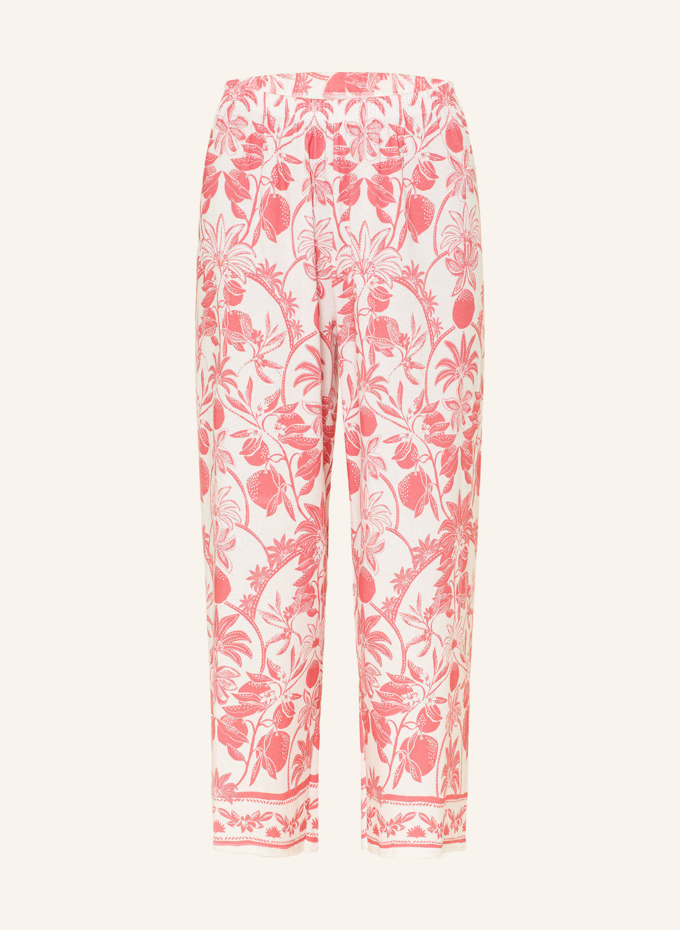 CALIDA 7/8 pyžamové kalhoty FAVOURITES BEACH: SVĚTLE ČERVENÁ / BÍLÁ