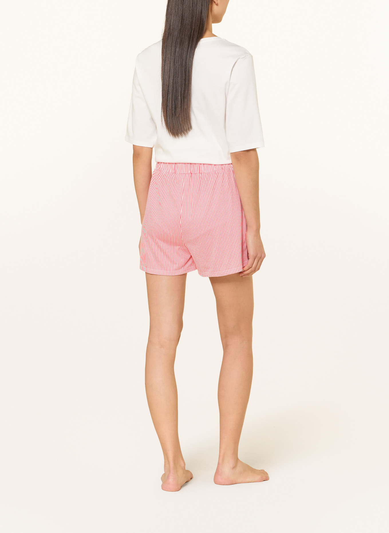 CALIDA spací šortky: SVĚTLE ČERVENÁ / BÍLÁ