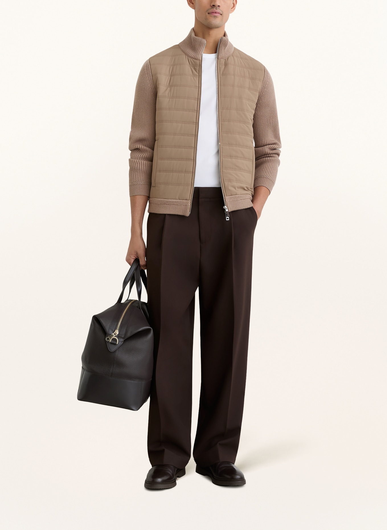 REISS Gewatteerde jas in verschillende materialen: TAUPE