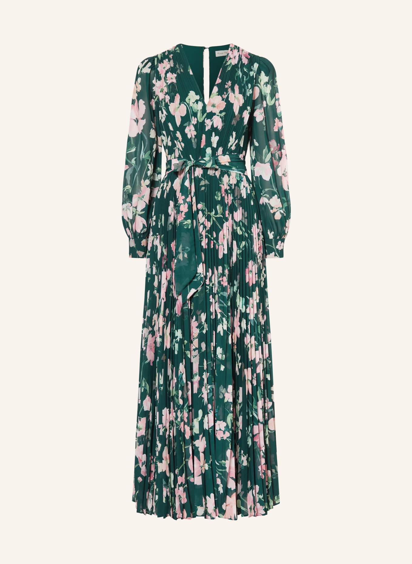 Phase Eight ROSA dress with pleats: DARK GREEN / PINK