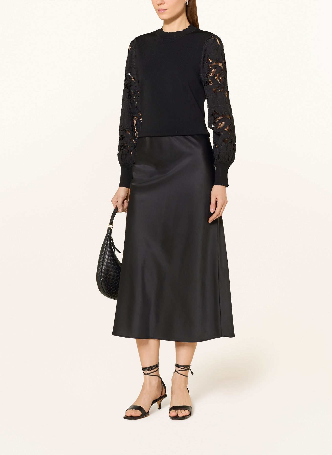 Phase Eight HARRIET sweater with eyelet lace: BLACK