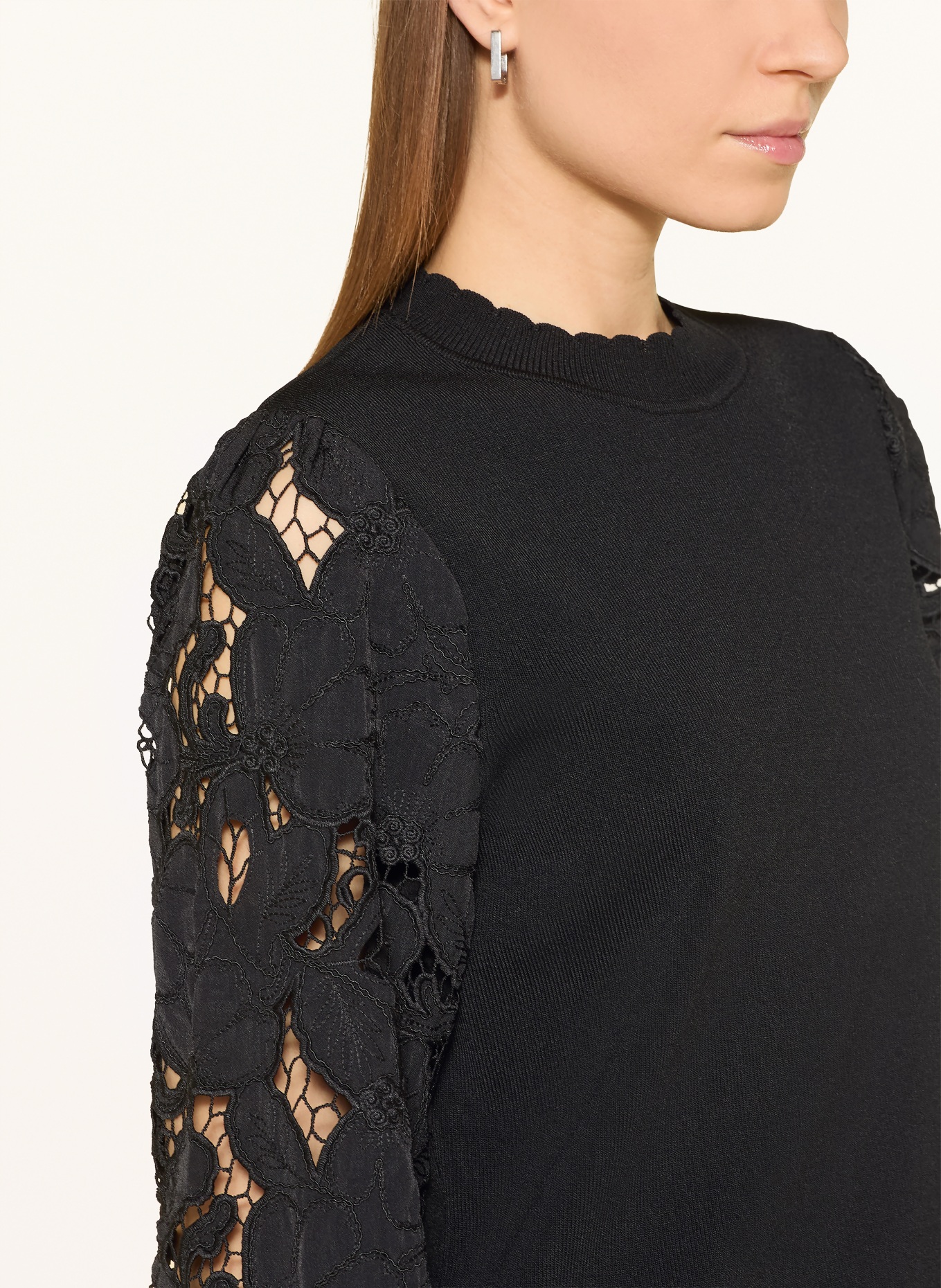 Phase Eight HARRIET sweater with eyelet lace: BLACK