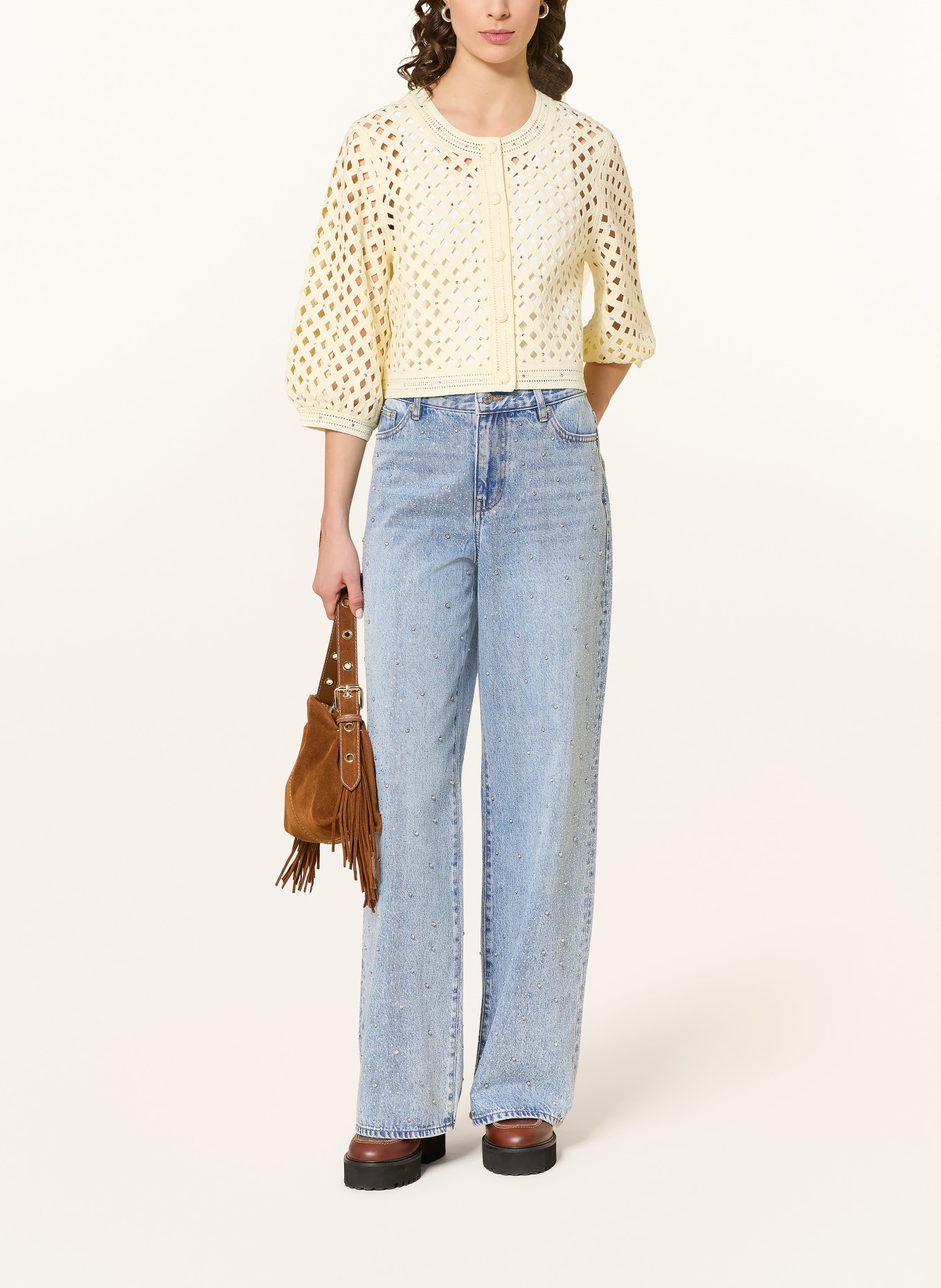 maje Dżinsy z szerokimi nogawkami i ozdobnymi kamieniami: 0201 BLUE