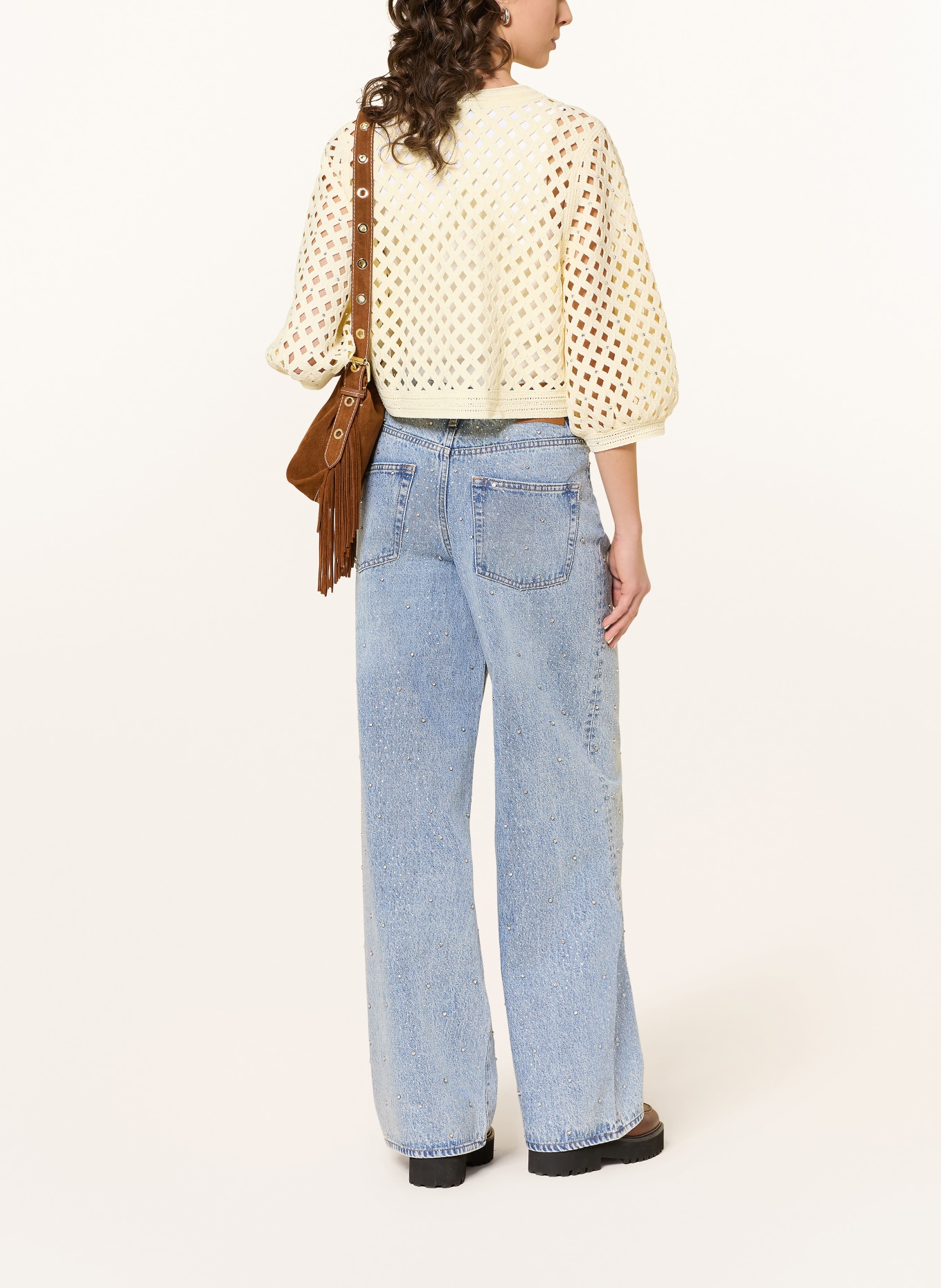 maje Dżinsy z szerokimi nogawkami i ozdobnymi kamieniami: 0201 BLUE