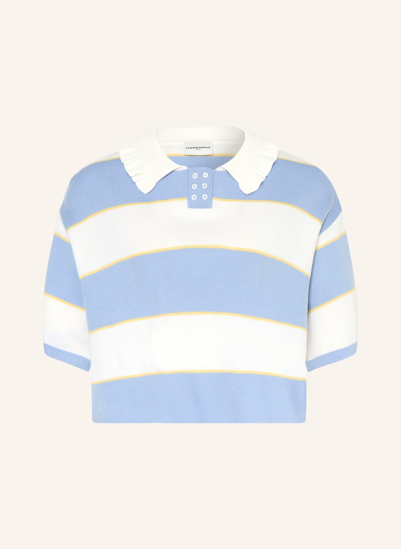 CLAUDIE PIERLOT Strickshirt: HELLBLAU / WEISS