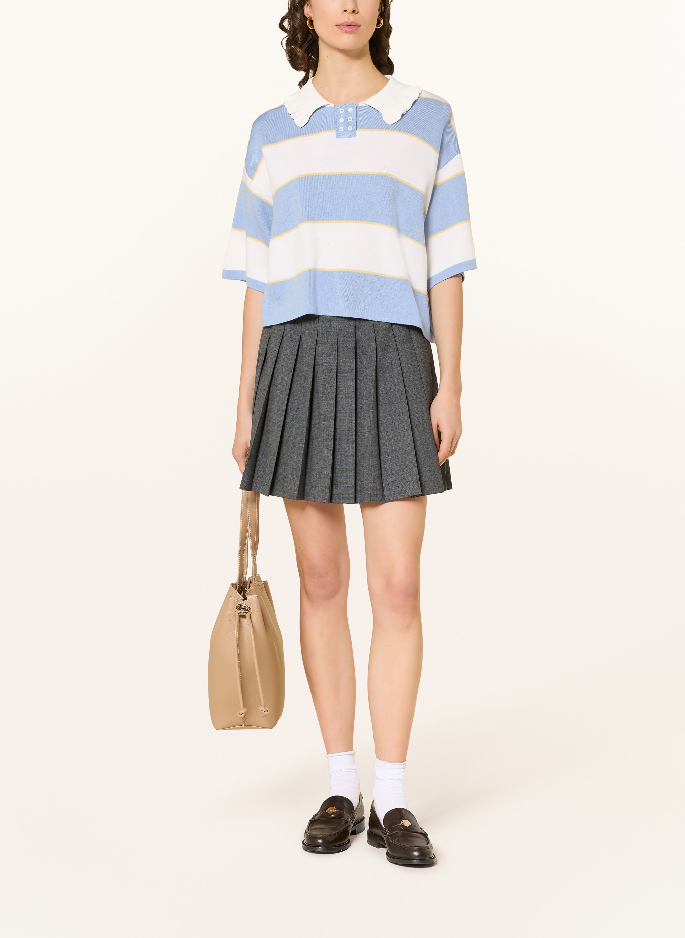 CLAUDIE PIERLOT Strickshirt: HELLBLAU / WEISS