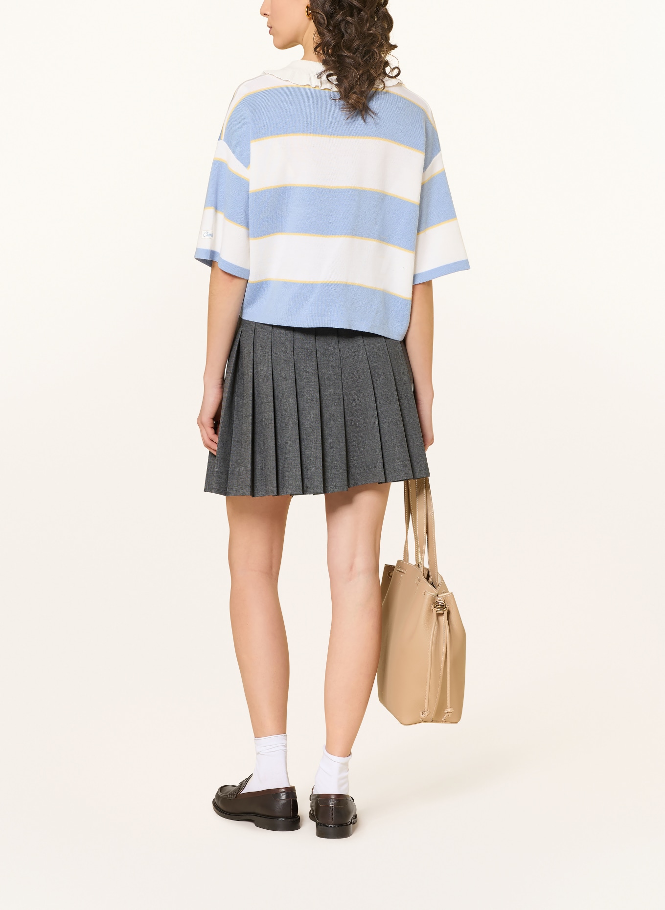 CLAUDIE PIERLOT Strickshirt: HELLBLAU / WEISS