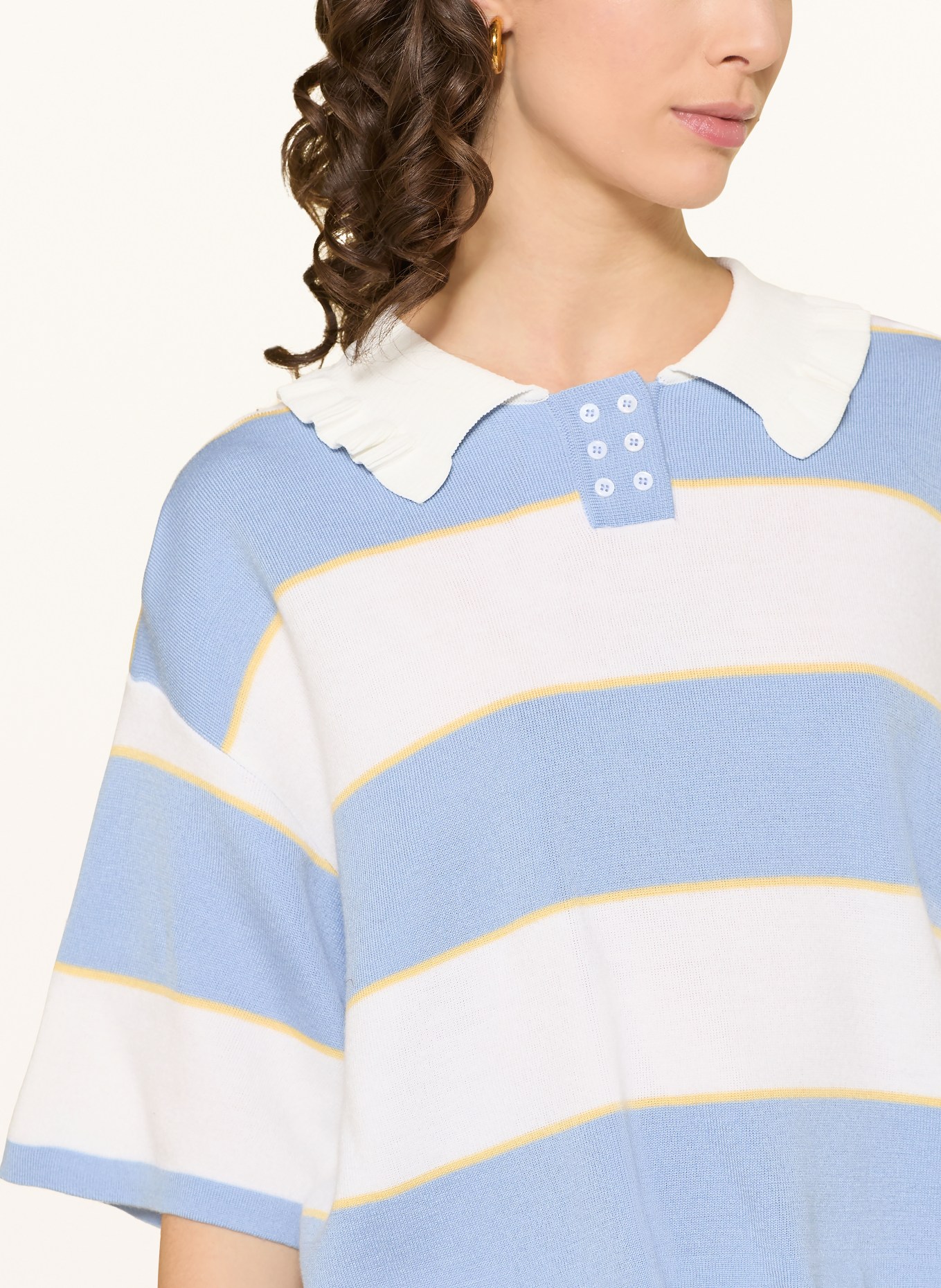 CLAUDIE PIERLOT Strickshirt: HELLBLAU / WEISS