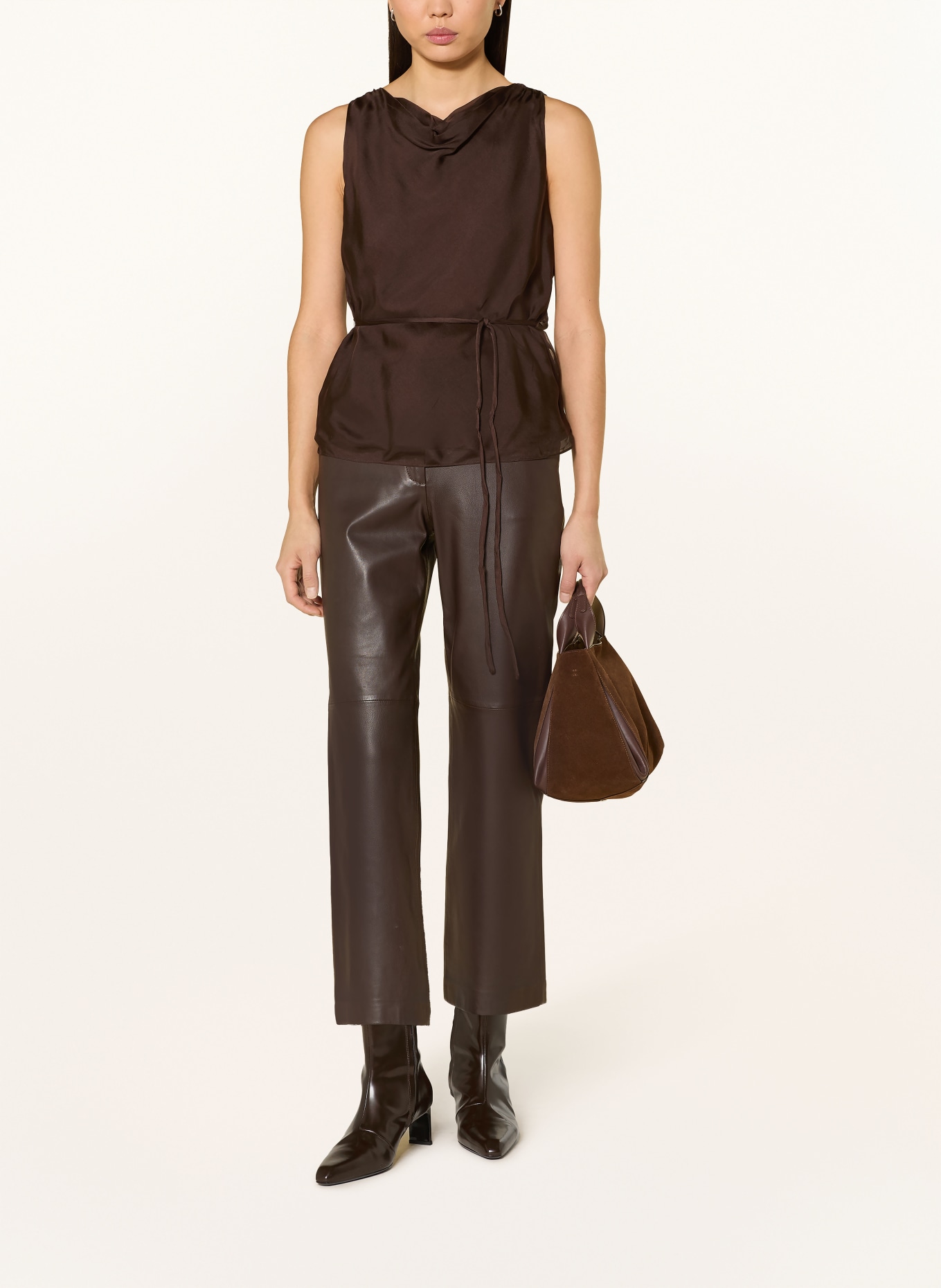 Phase Eight Bluzka HAZEL z jedwabiu: CIEMNOBRĄZOWY