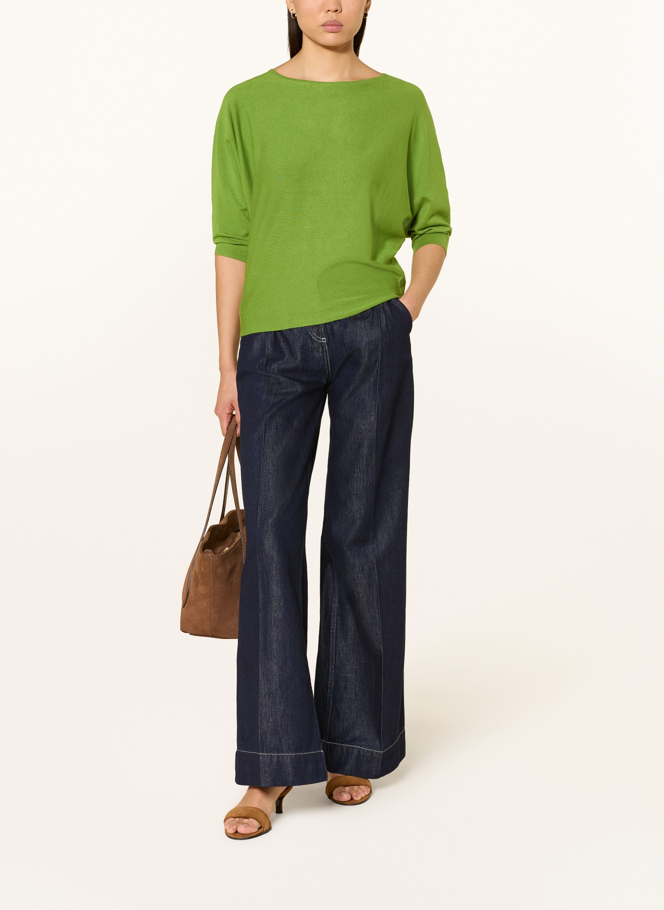 Phase Eight CRISTINE knit shirt with 3/4 sleeves: GREEN