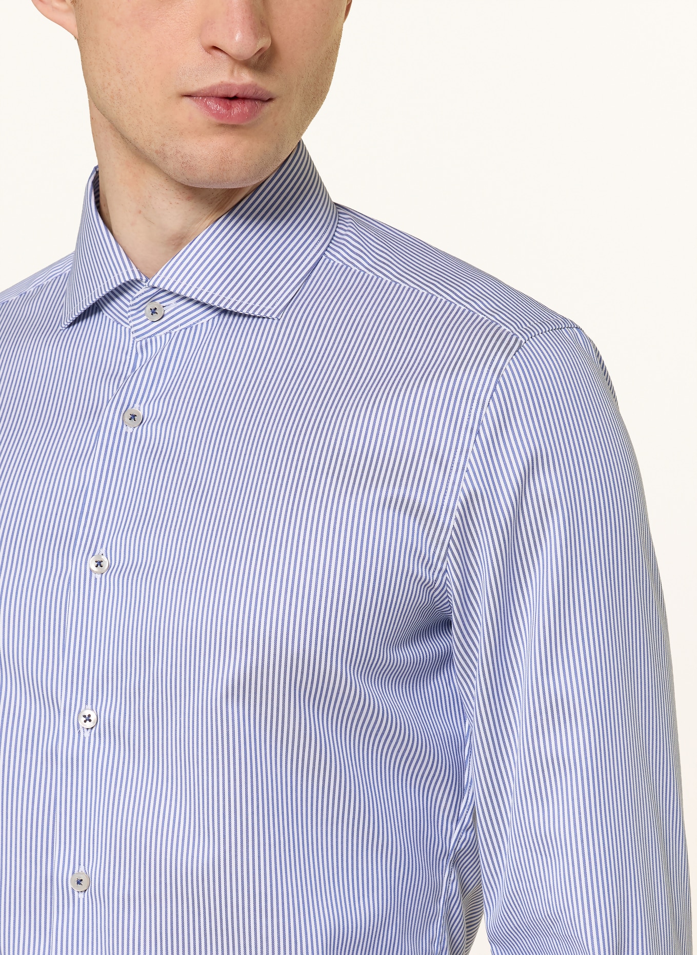 1863 by ETERNA Hemd Slim Fit: DUNKELBLAU / WEISS