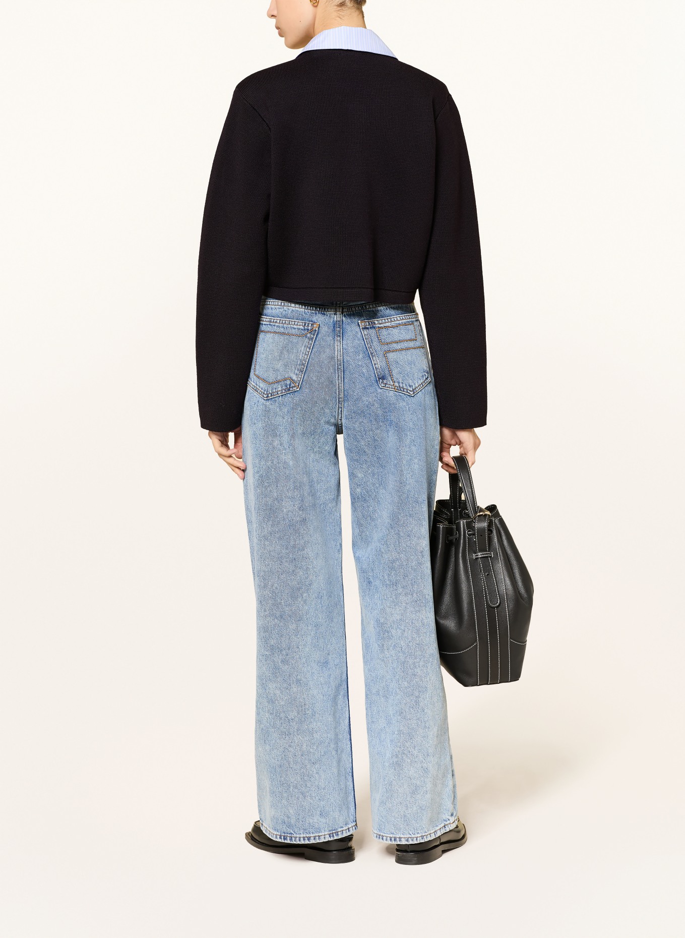 CLAUDIE PIERLOT Strickjacke im Materialmix: DUNKELBLAU / HELLBLAU / WEISS