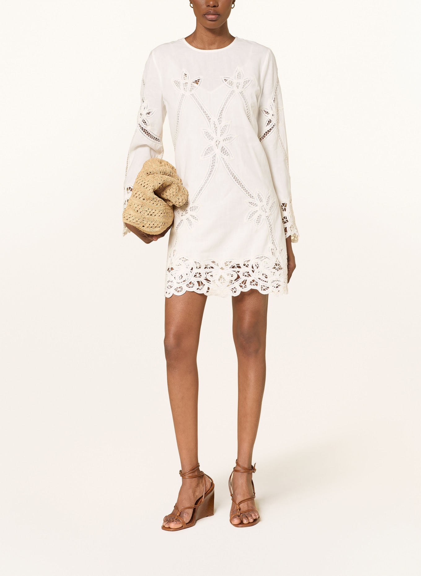 Veronica Beard Kleid AMBERG mit Lochspitze: ECRU
