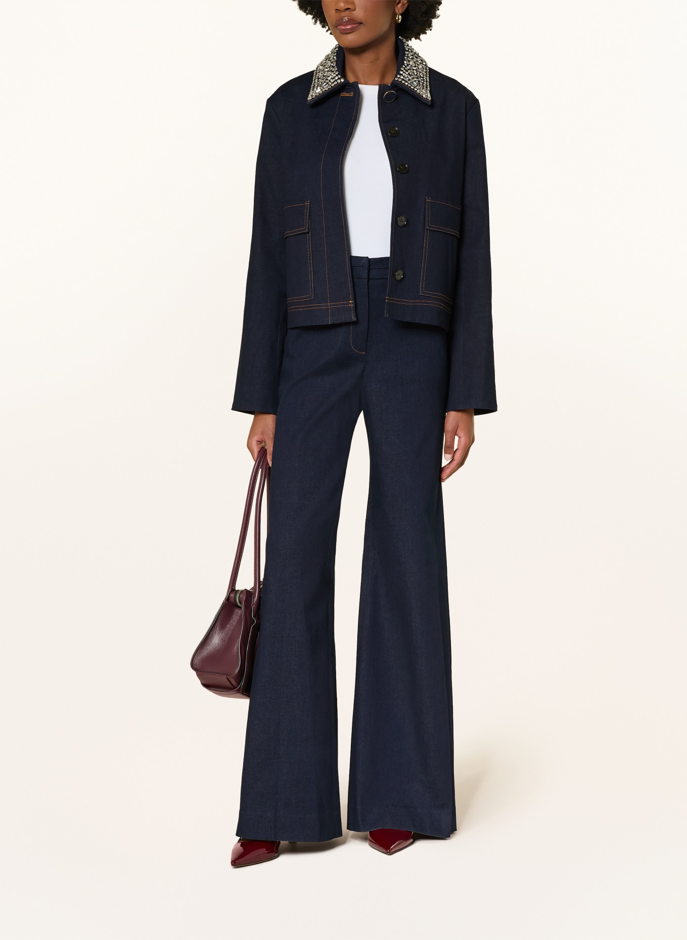 Veronica Beard BARRINGTON denim jacket with gemstones: DARK BLUE