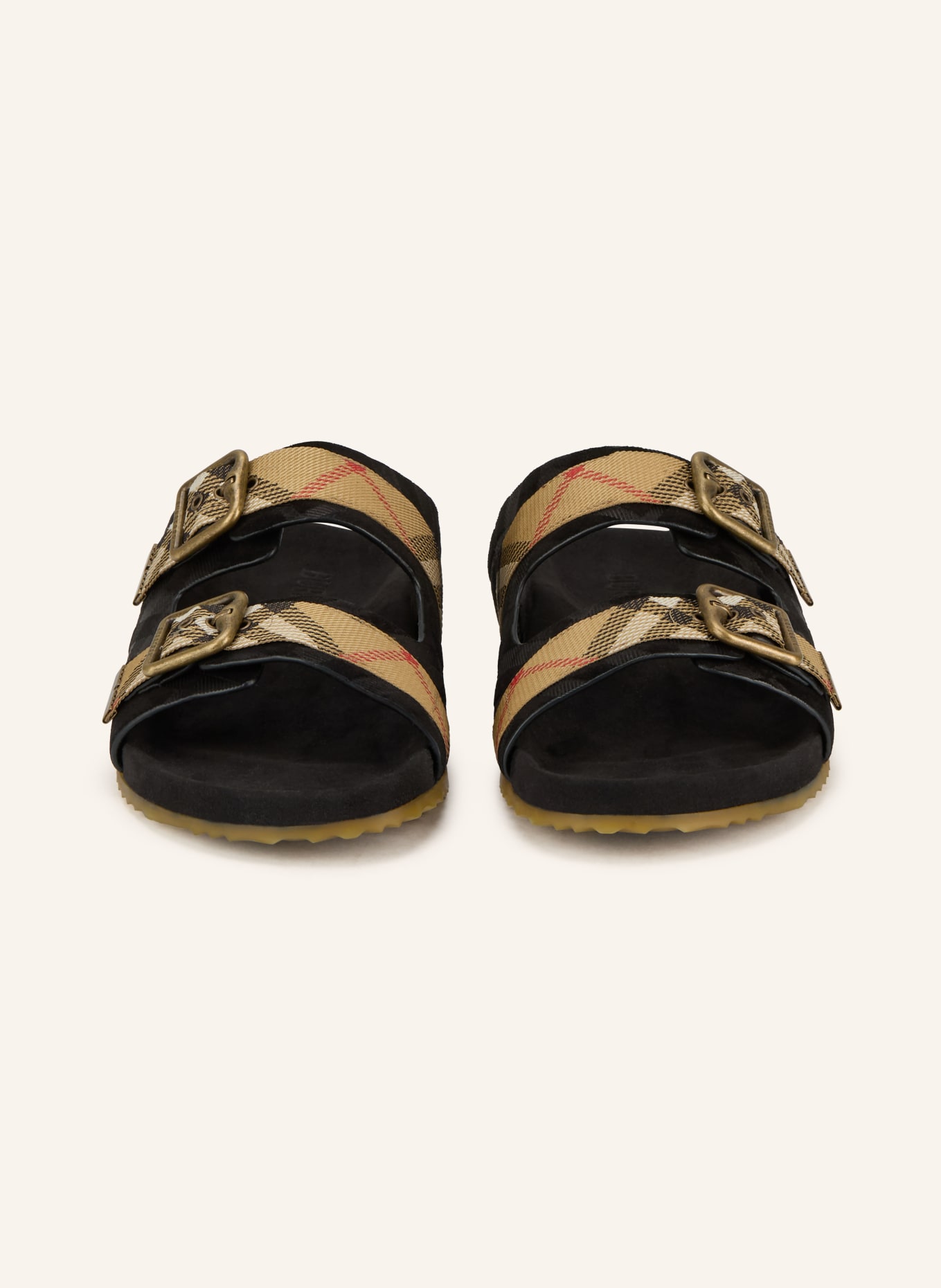 BURBERRY Pantofle URCHIN: ČERNÁ / BÉŽOVÁ / TMAVĚ ŠEDÁ