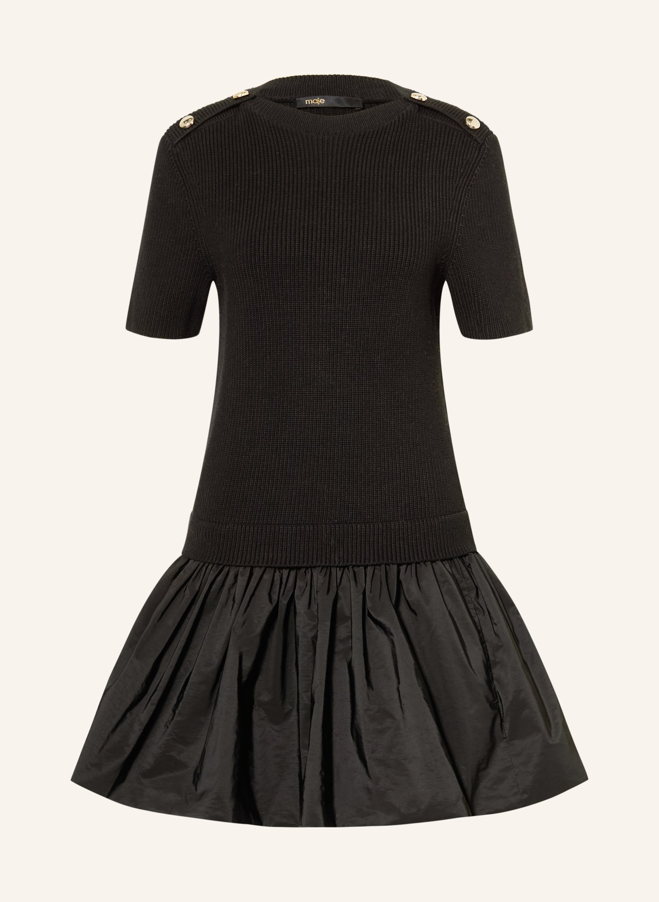 maje Kleid im Materialmix: SCHWARZ