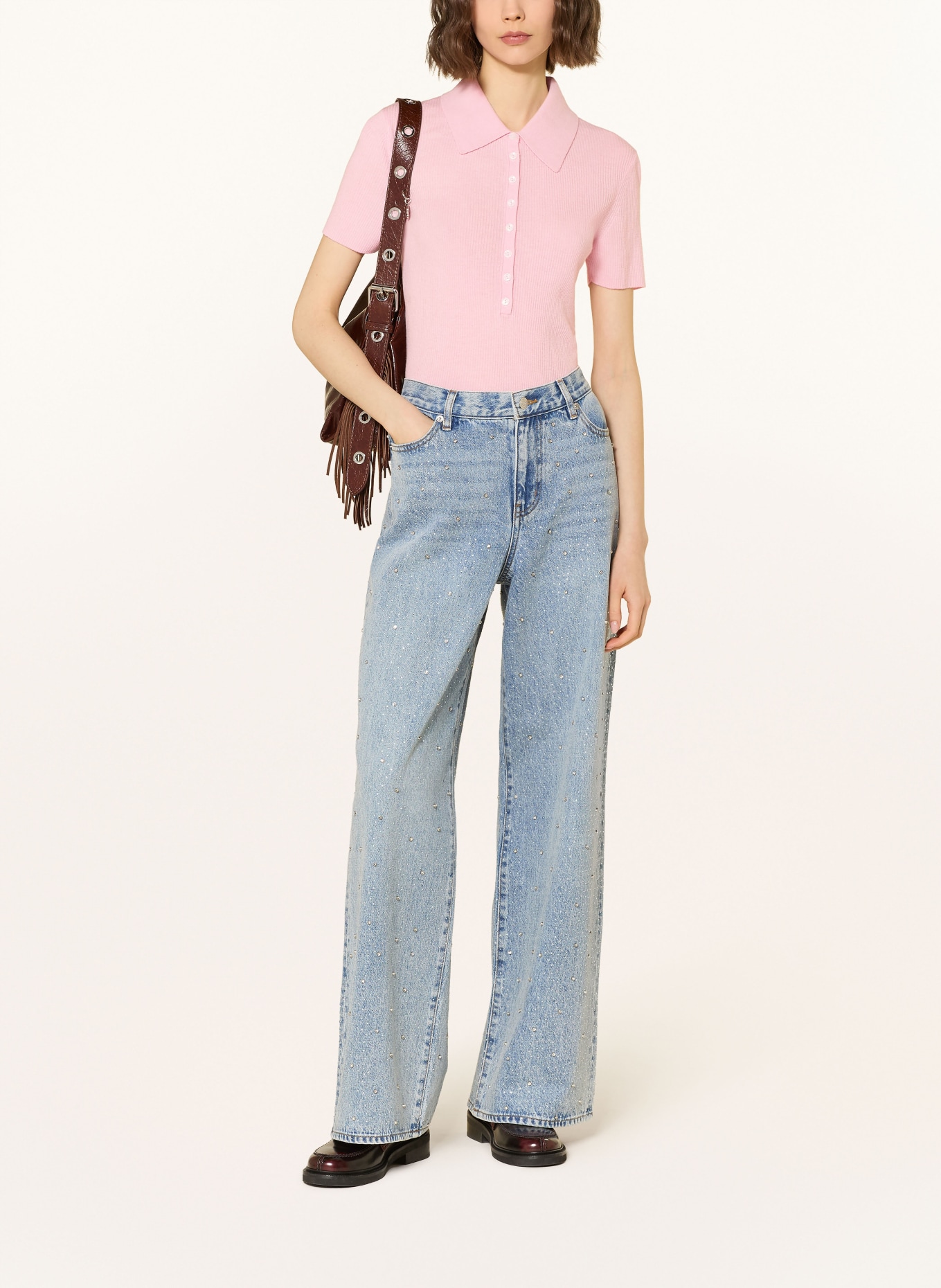 maje Strick-Poloshirt: ROSA