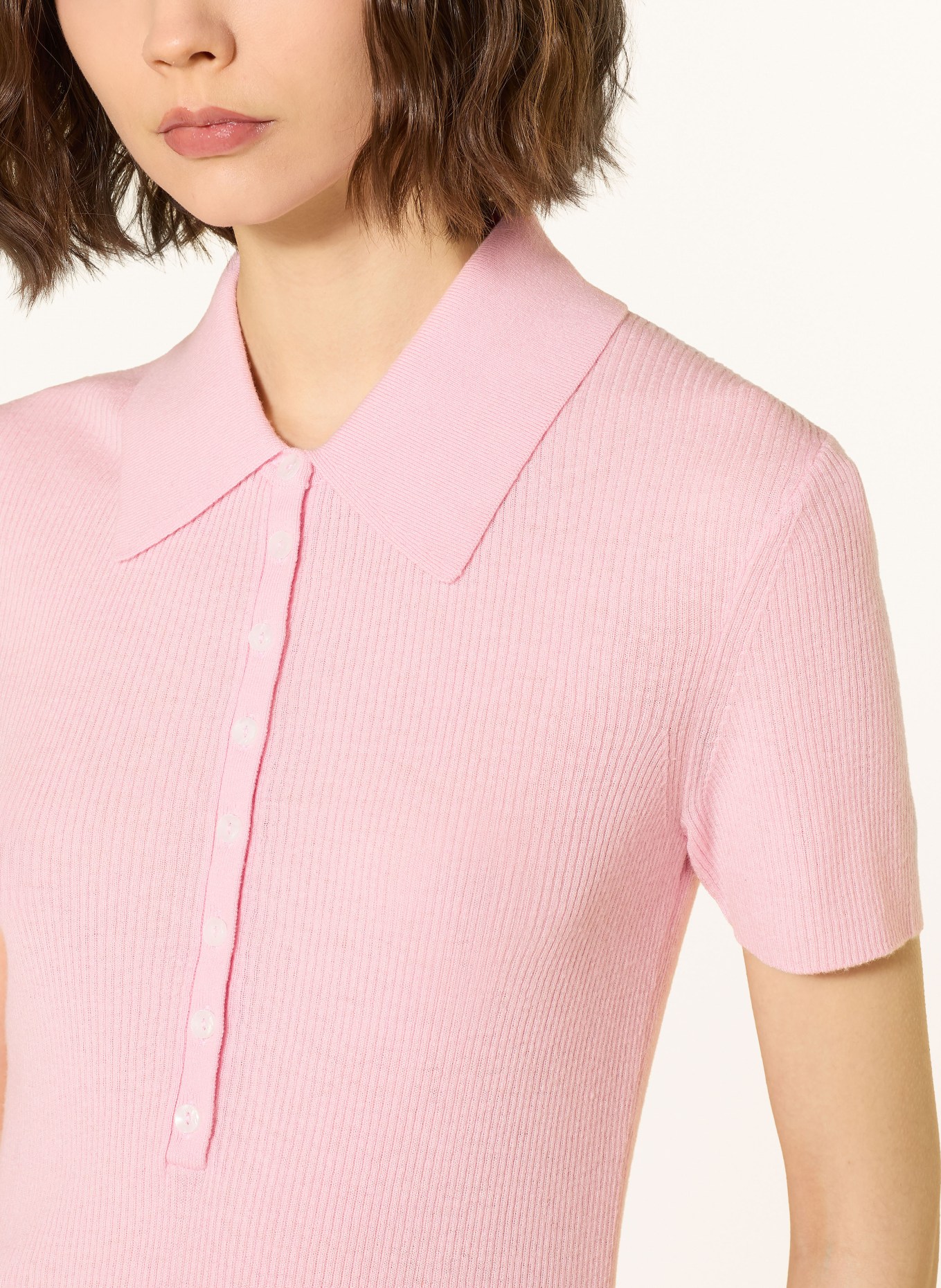maje Strick-Poloshirt: ROSA