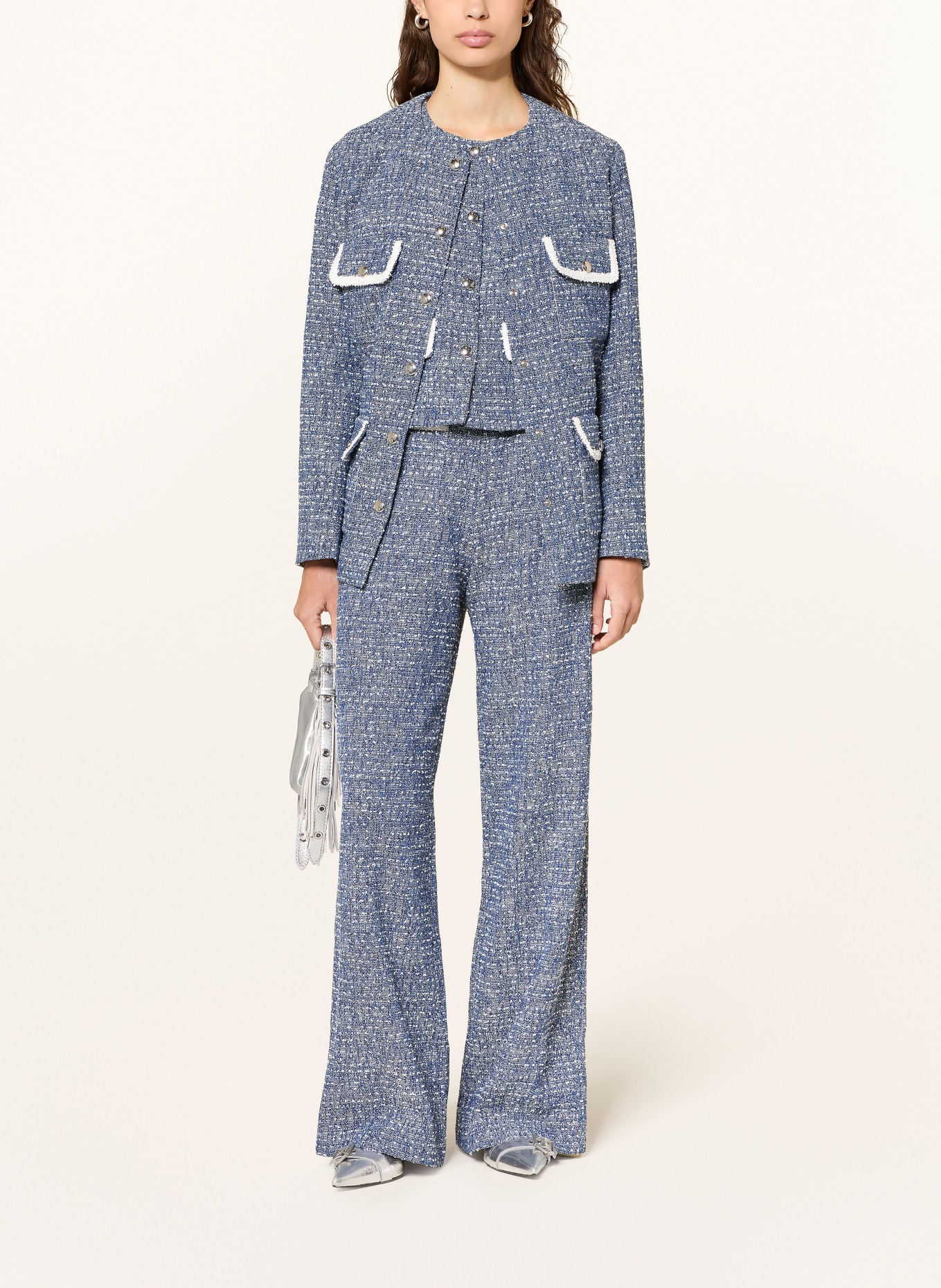 maje Marlenehose aus Bouclé: WEISS