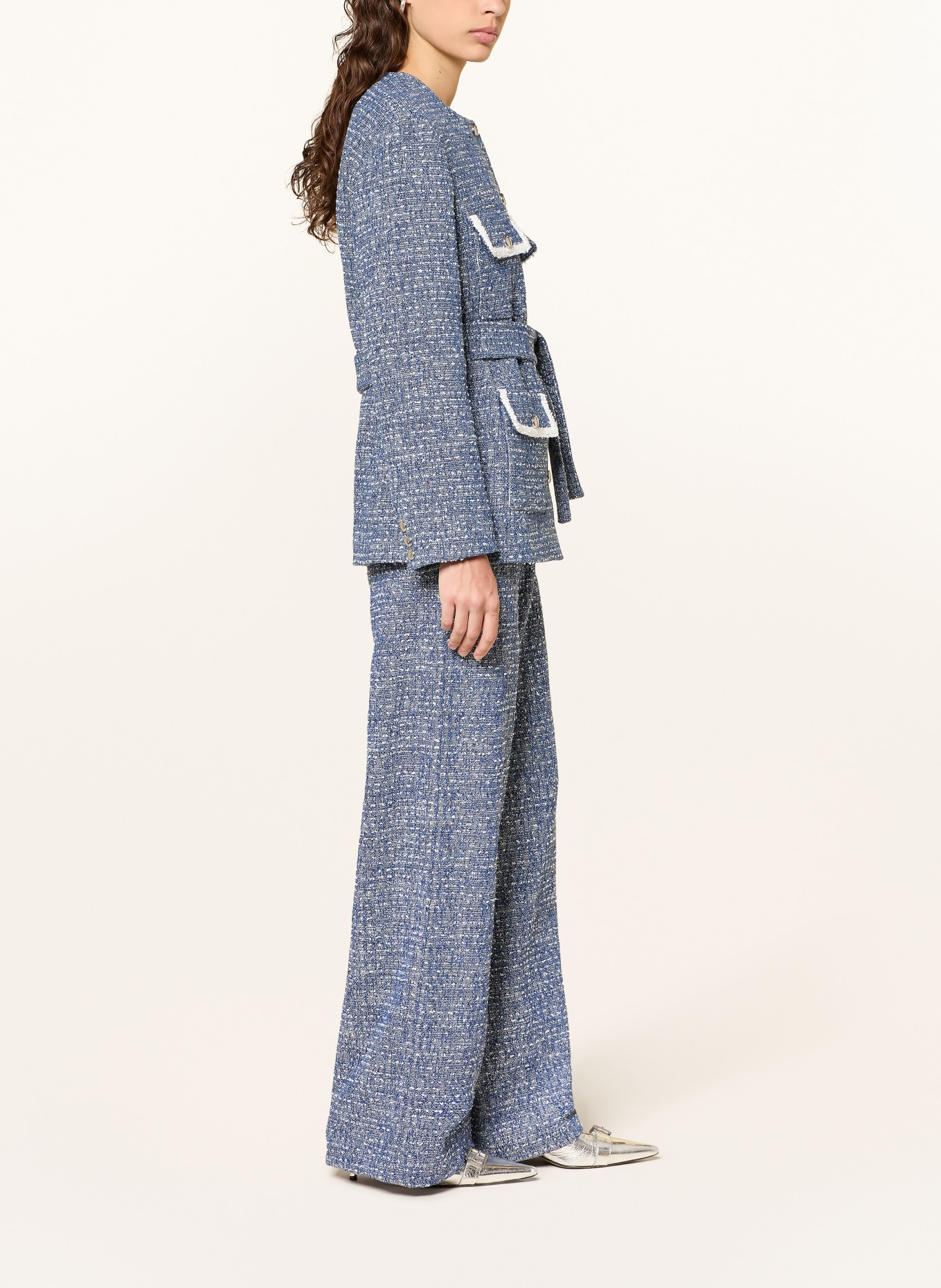 maje Marlenehose aus Bouclé: WEISS