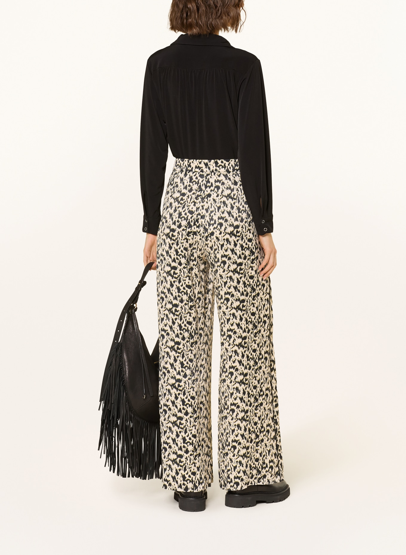 ba&sh Marlenehose PLYDE aus Satin: HELLBRAUN / HELLBLAU / SCHWARZ