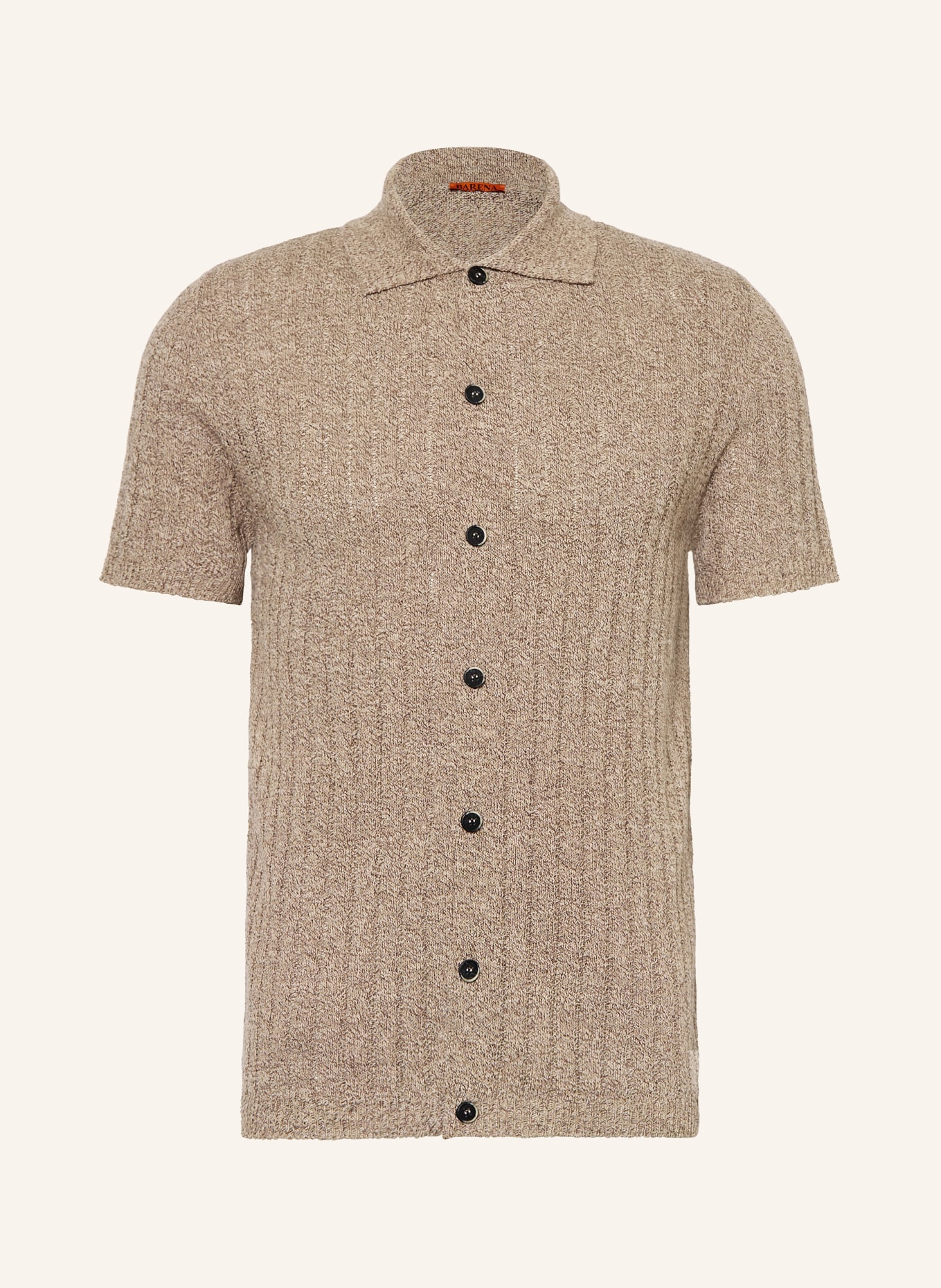BARENA VENEZIA Kurzam-Hemd ELO Extra Slim Fit mit Leinen: CAMEL