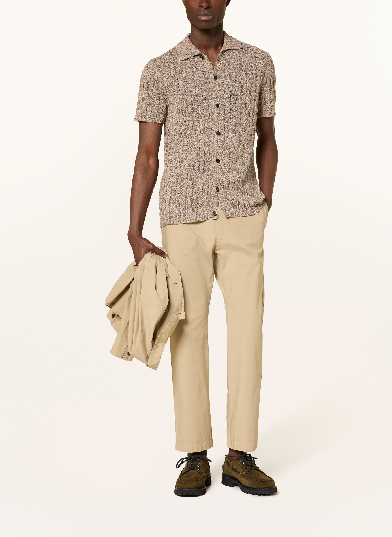 BARENA VENEZIA Kurzam-Hemd ELO Extra Slim Fit mit Leinen: CAMEL