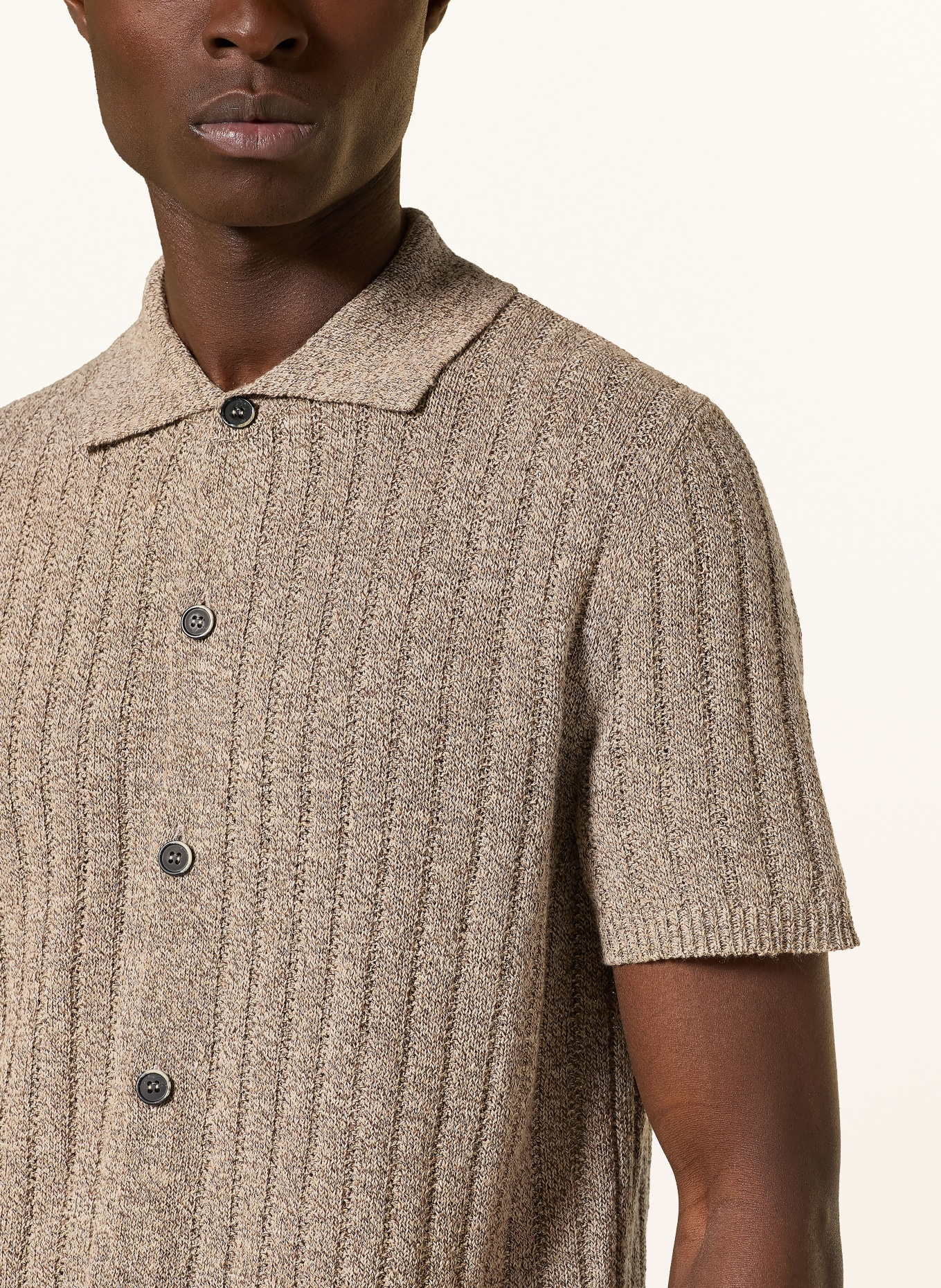 BARENA VENEZIA Kurzam-Hemd ELO Extra Slim Fit mit Leinen: CAMEL