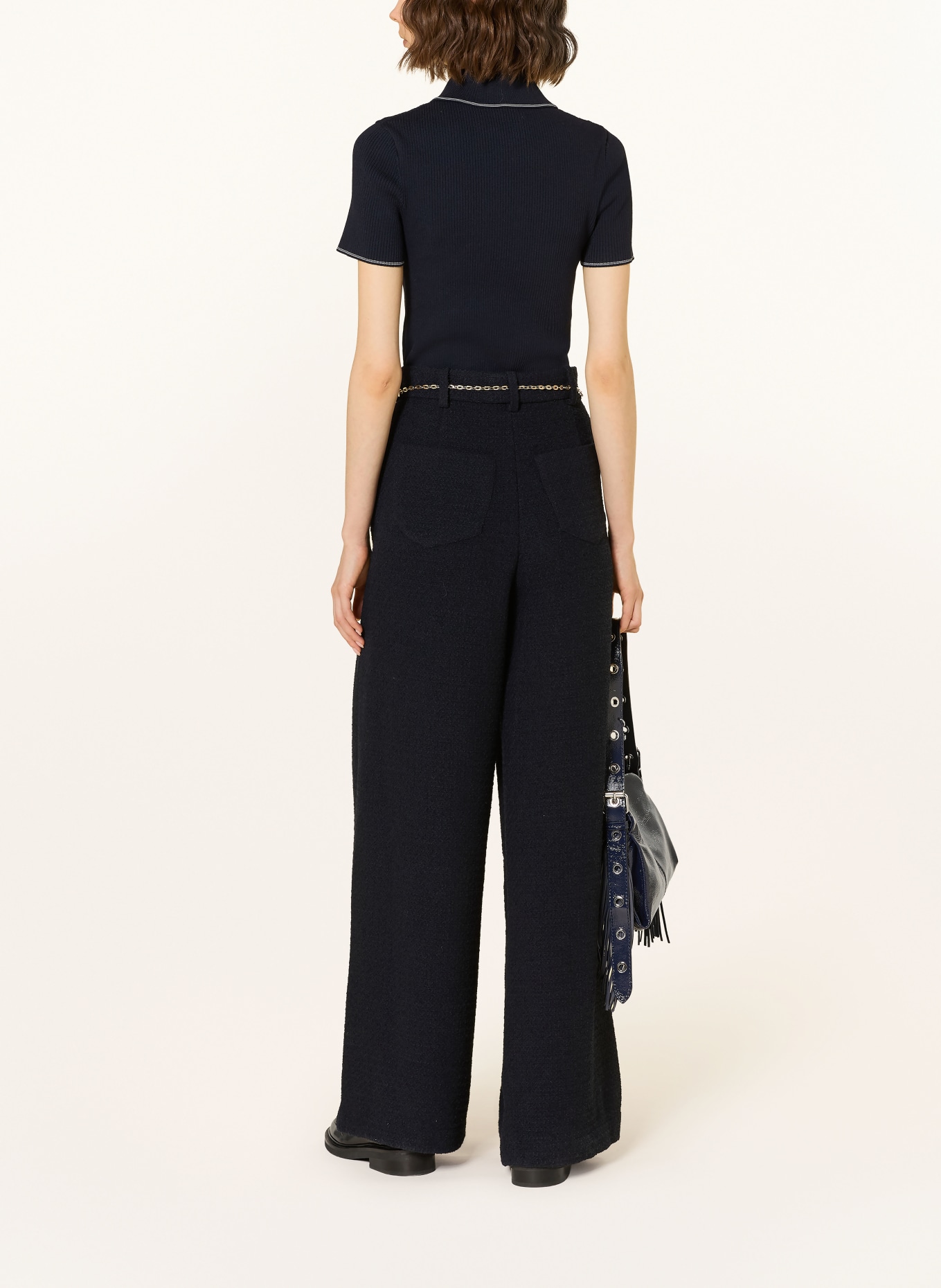 maje Marlenehose aus Tweed: DUNKELBLAU