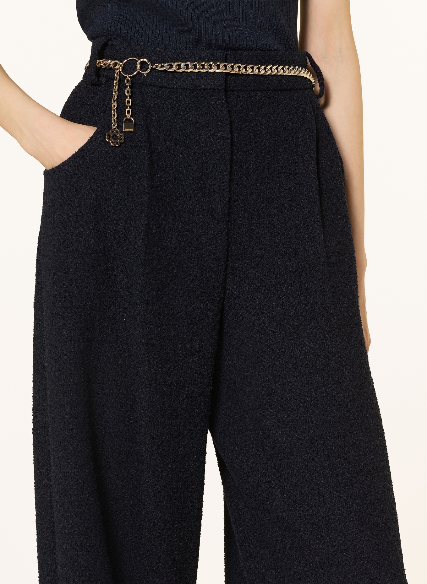 maje Marlenehose aus Tweed: DUNKELBLAU