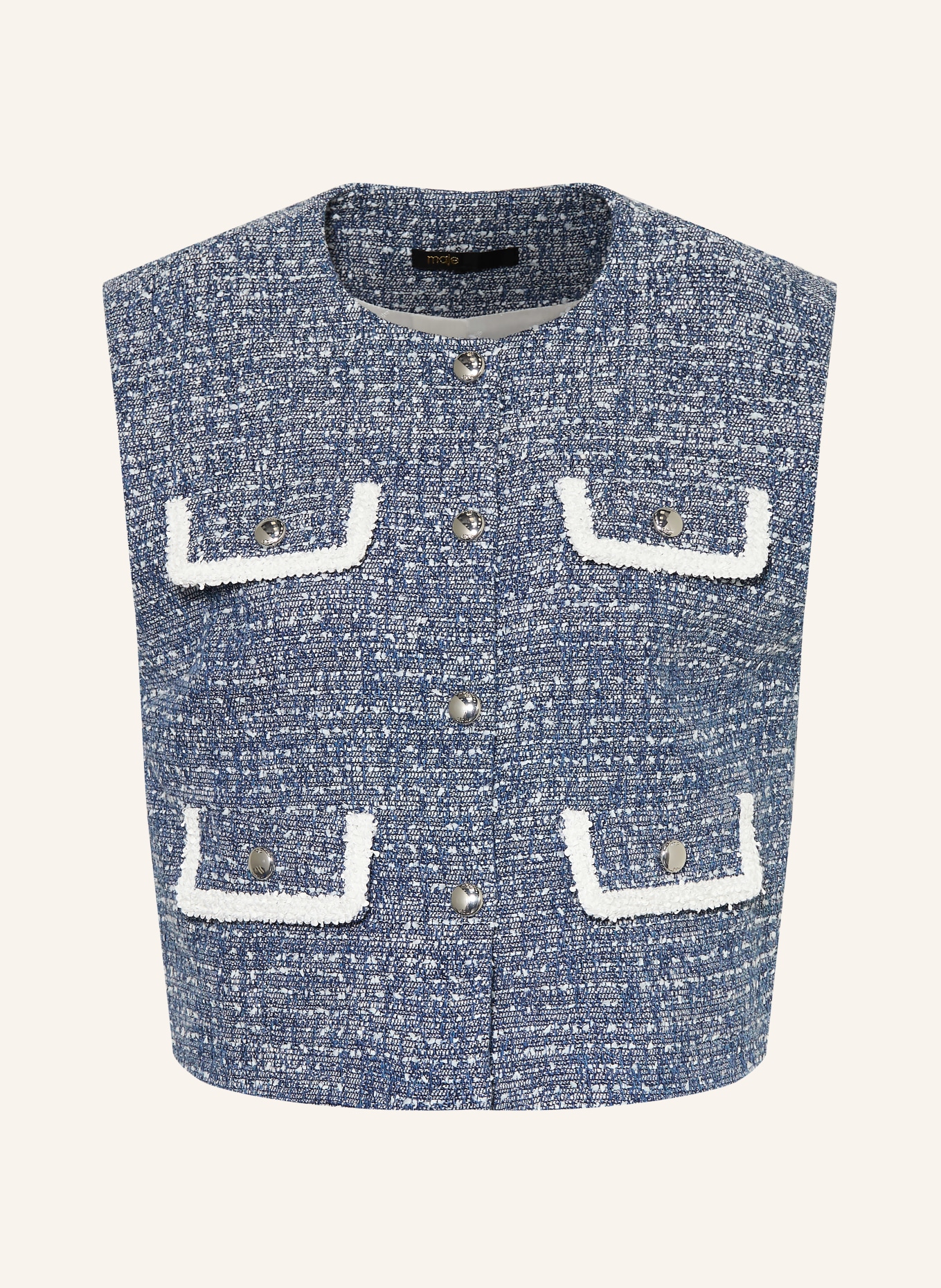 maje Kamizelka bouclé: NIEBIESKI / BIAŁY