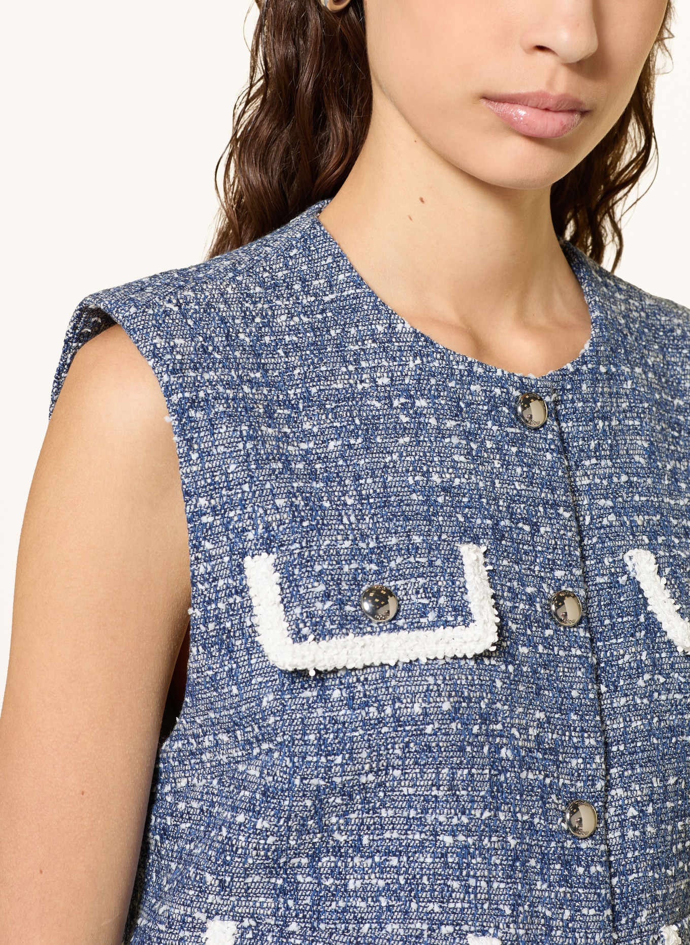 maje Kamizelka bouclé: NIEBIESKI / BIAŁY