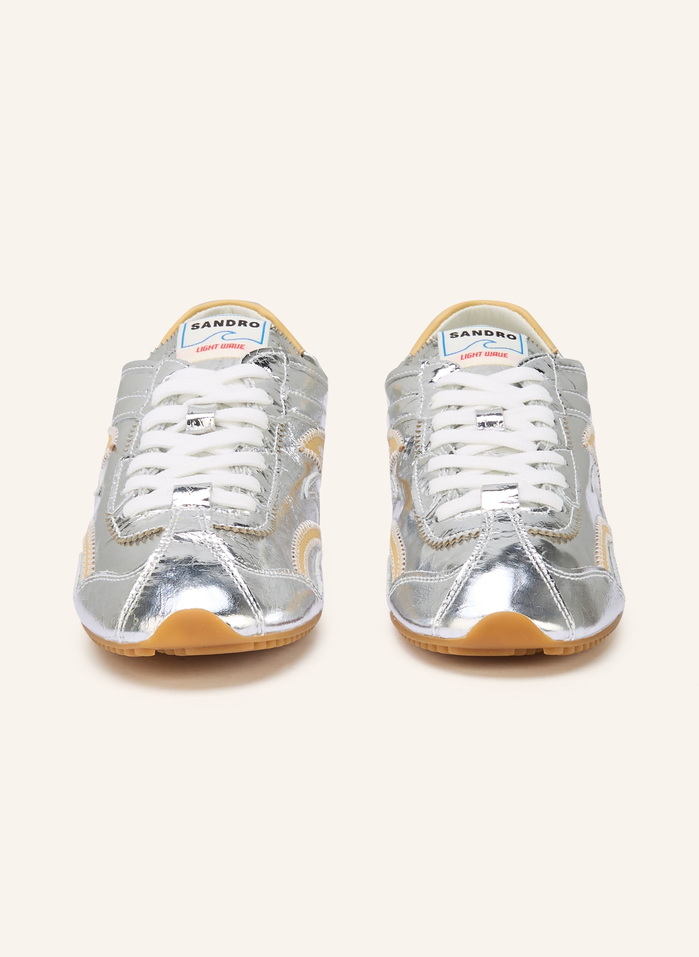 SANDRO Sneaker: SILBER / COGNAC