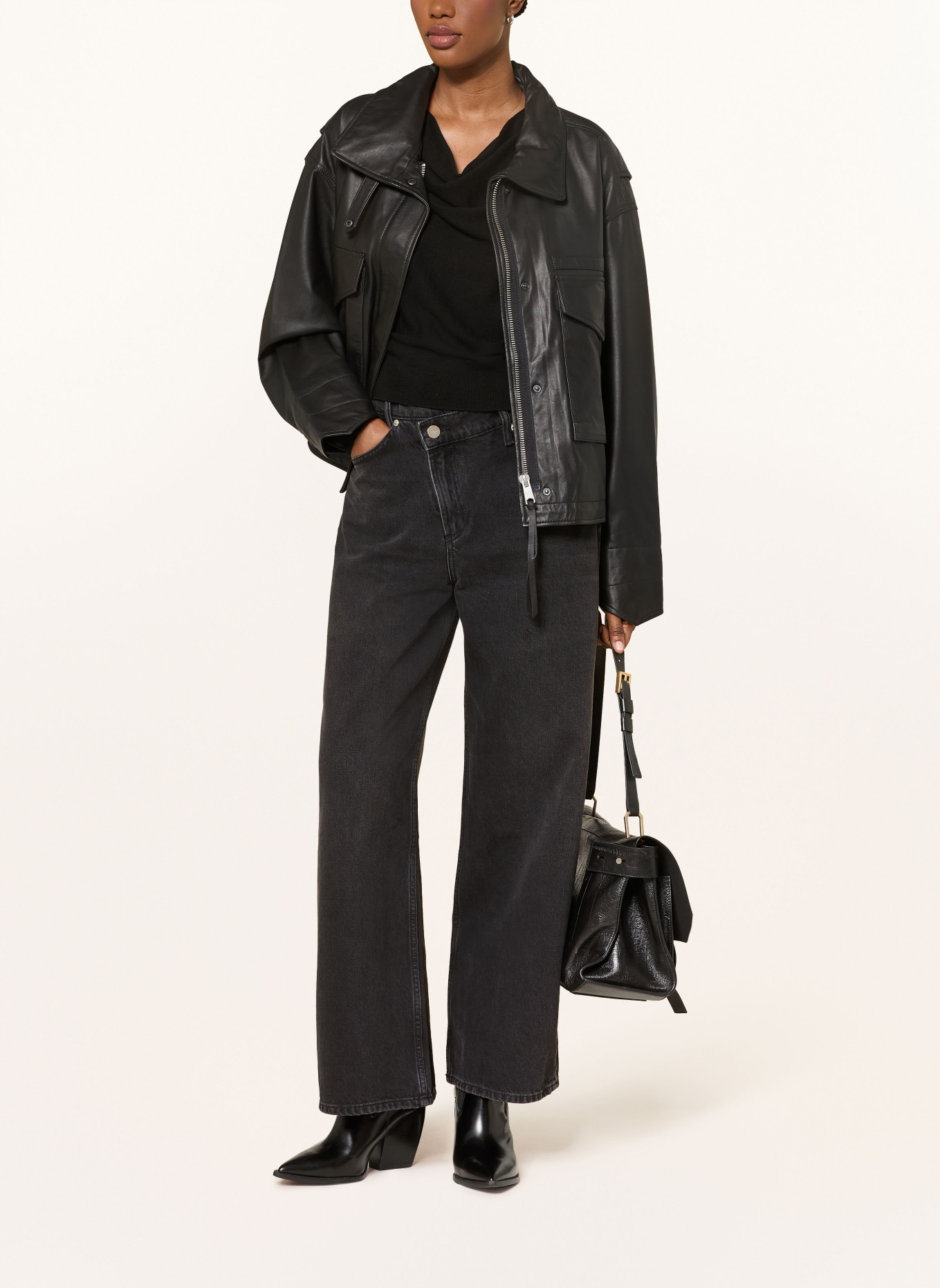 ALLSAINTS Wide Leg Jeans AKI: 162 Washed Black