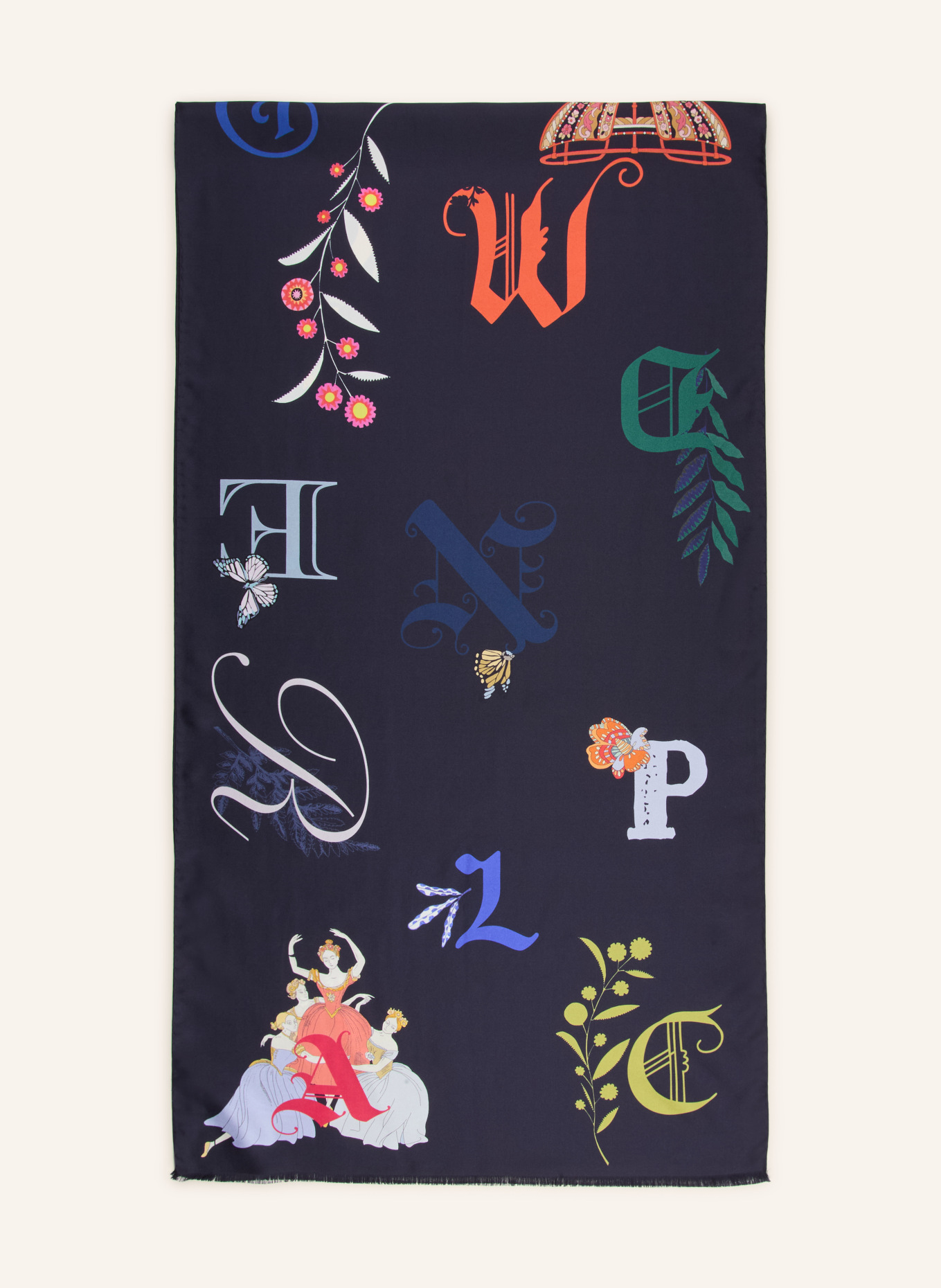 Barbieri silk scarf: DARK BLUE / PINK / RED