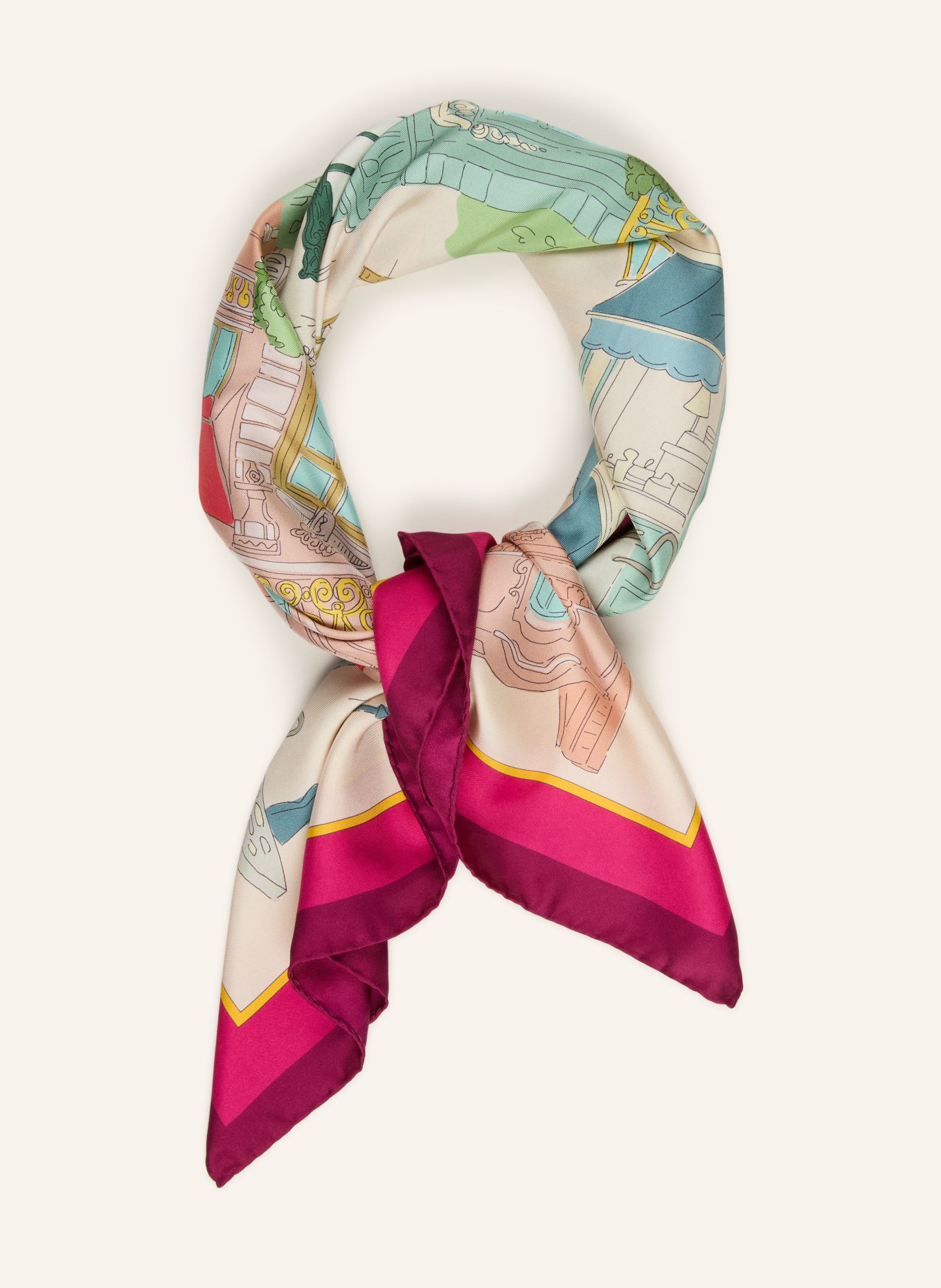 Barbieri silk scarf: PINK / CREAM / SALMON