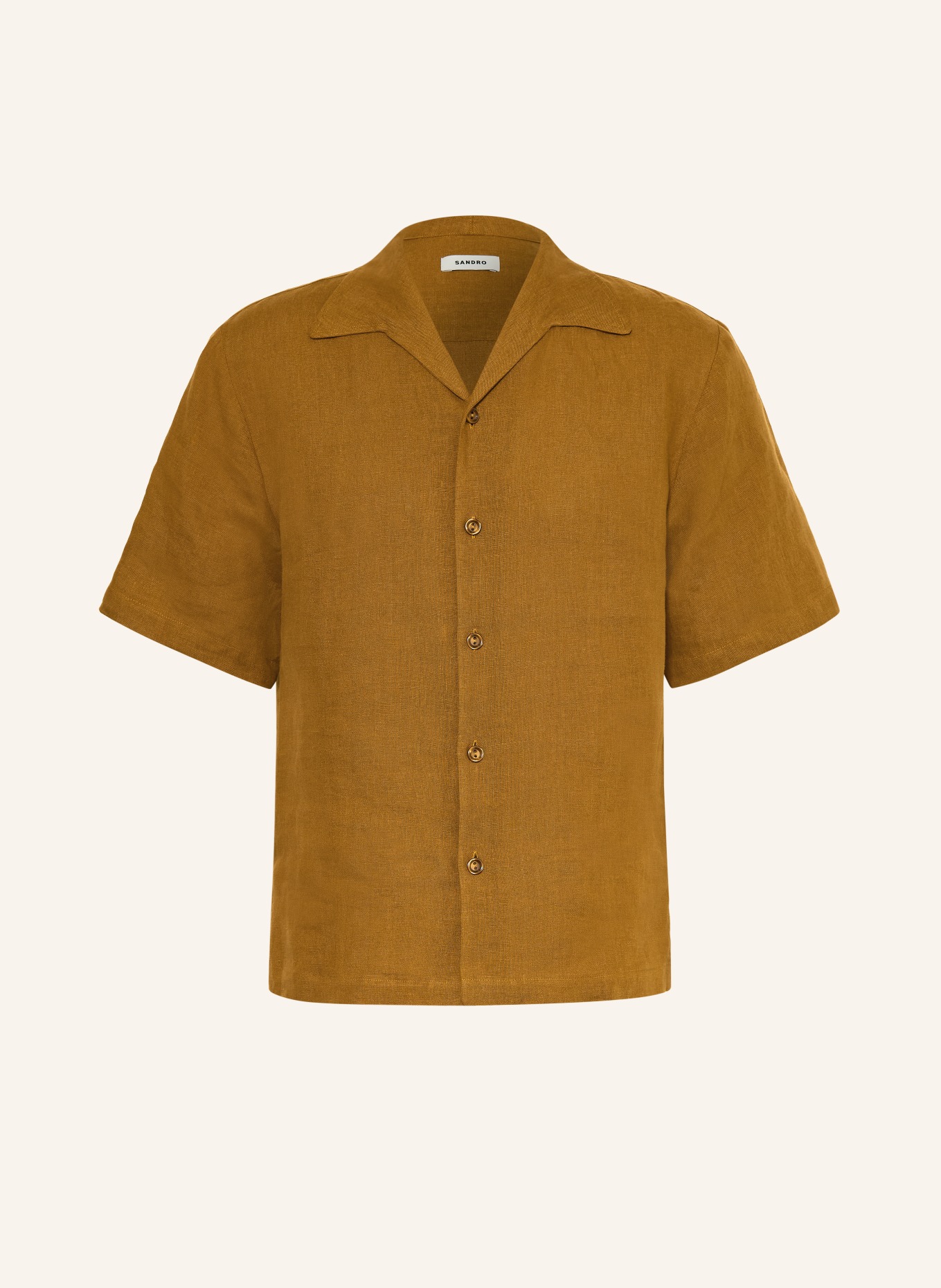 SANDRO Resorthemd Regular Fit aus Leinen: COGNAC