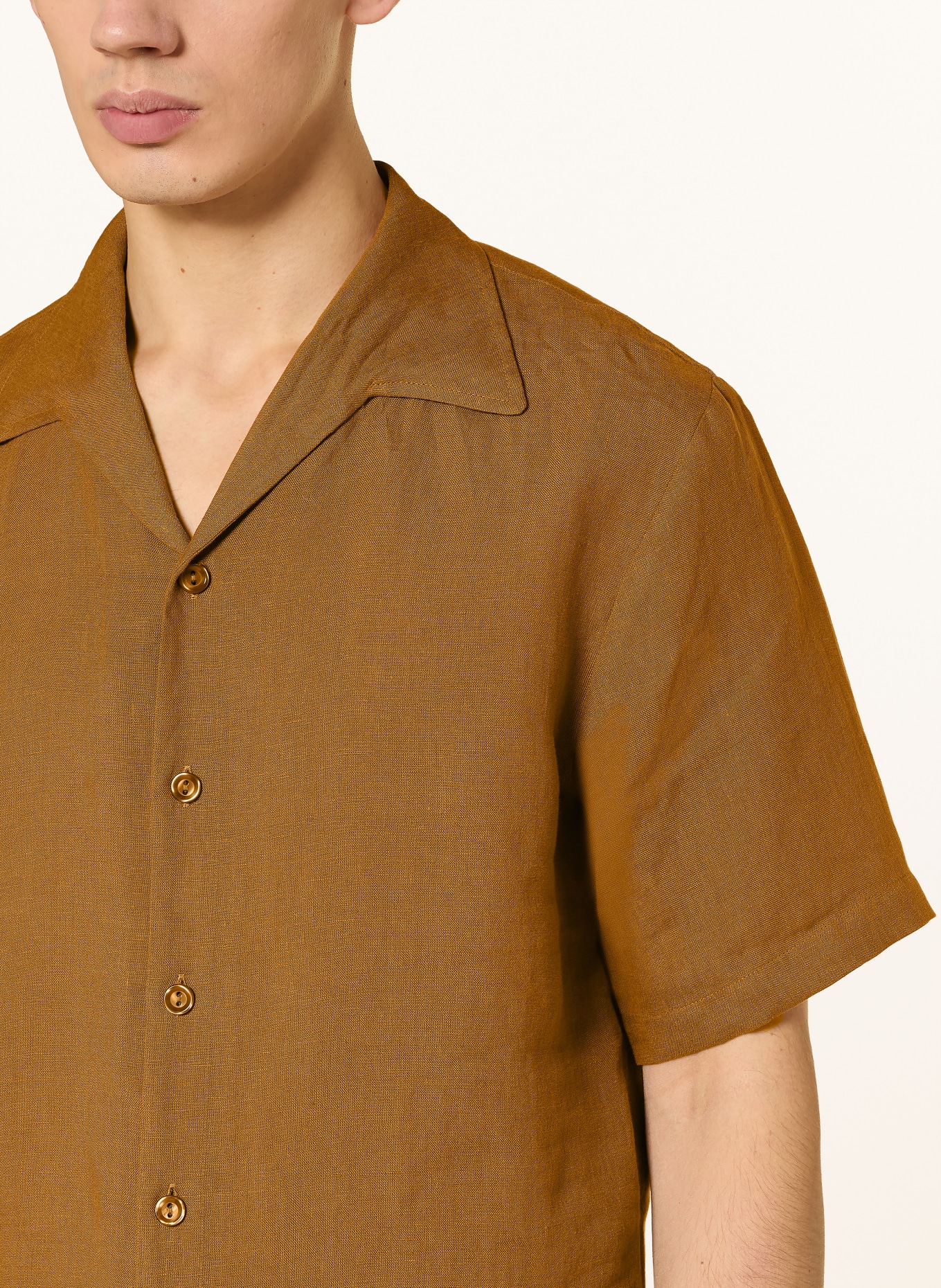 SANDRO Resorthemd Regular Fit aus Leinen: COGNAC