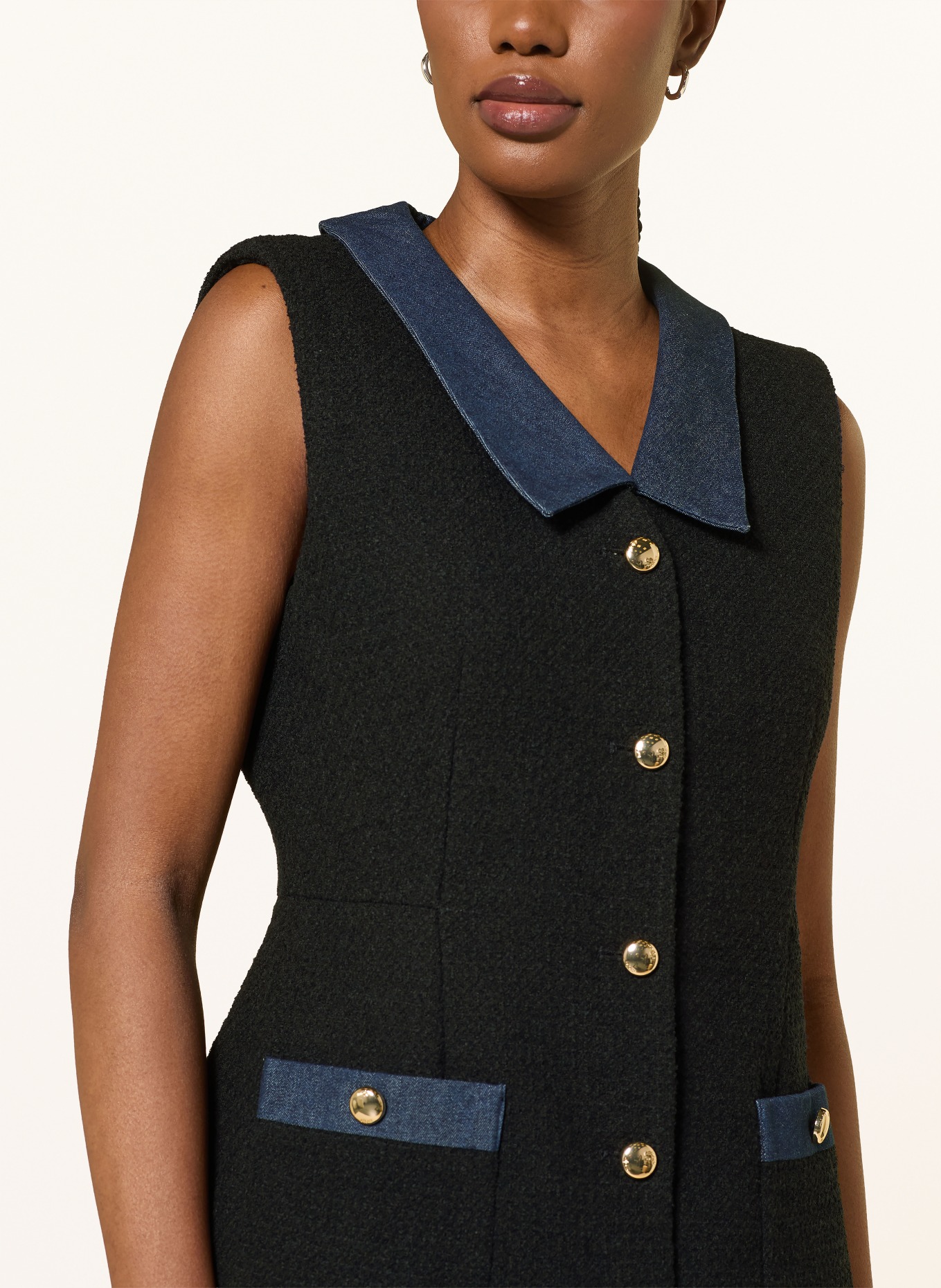 maje Bouclé-Kleid: DUNKELBLAU