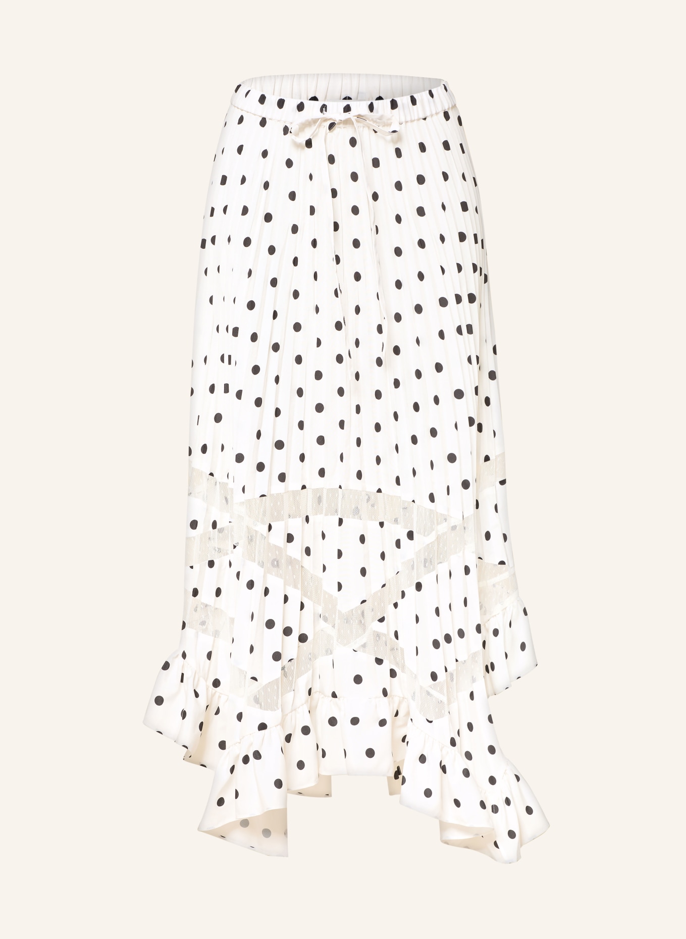 CLAUDIE PIERLOT Spódnica z ażurową koronką i plisami: BIAŁY / CZARNY