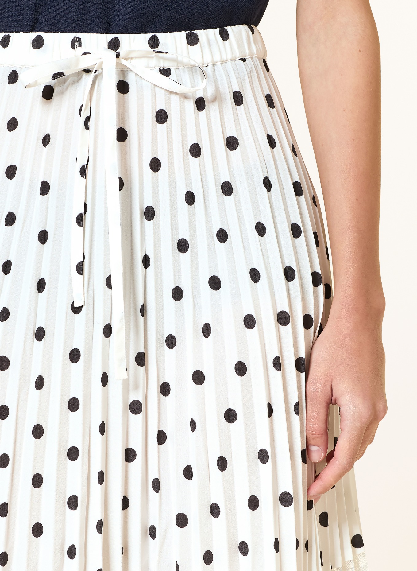 CLAUDIE PIERLOT Spódnica z ażurową koronką i plisami: BIAŁY / CZARNY