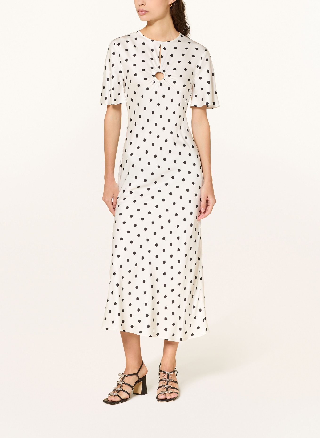 CLAUDIE PIERLOT satyna sukienka: BIAŁY / CZARNY