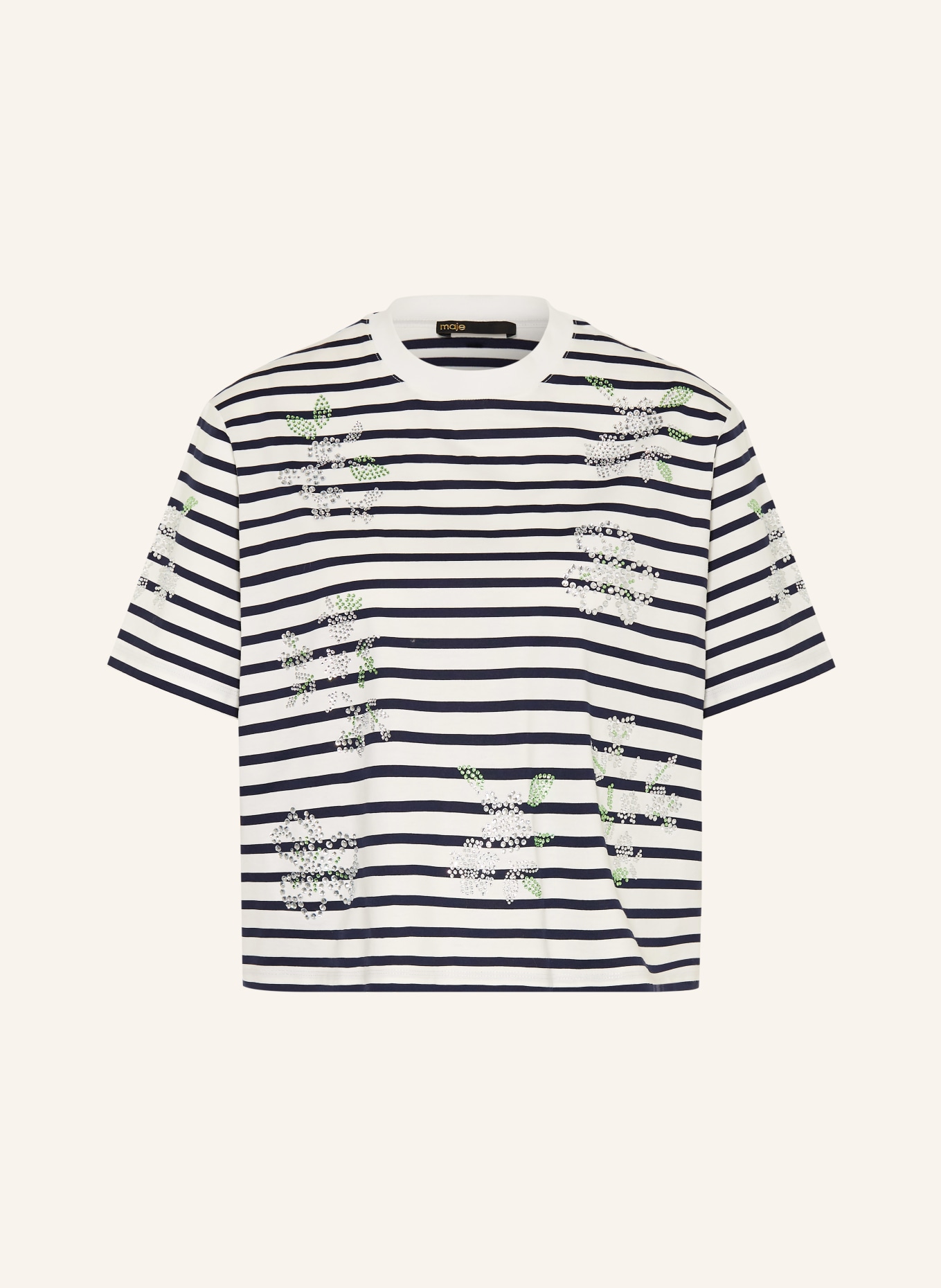 maje Koszulka z kamieniami ozdobnymi: BIAŁY / GRANATOWY