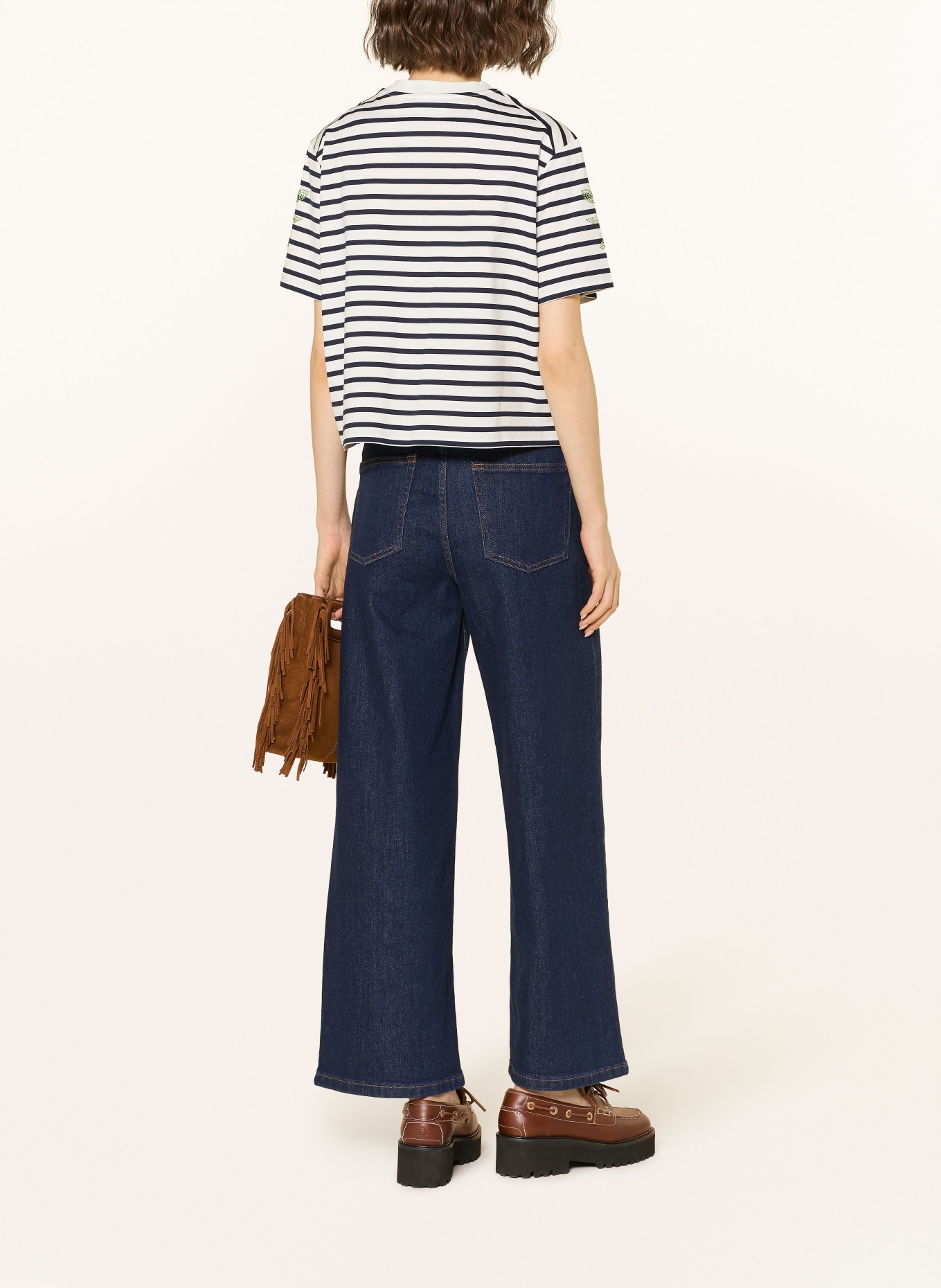 maje Koszulka z kamieniami ozdobnymi: BIAŁY / GRANATOWY