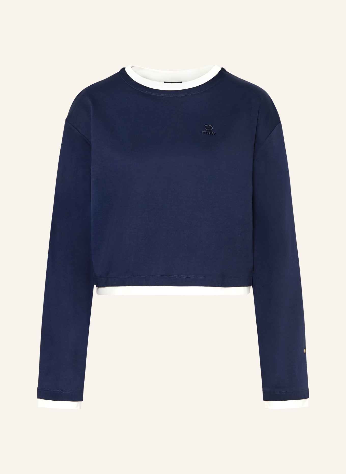 maje Longsleeve: DUNKELBLAU / WEISS