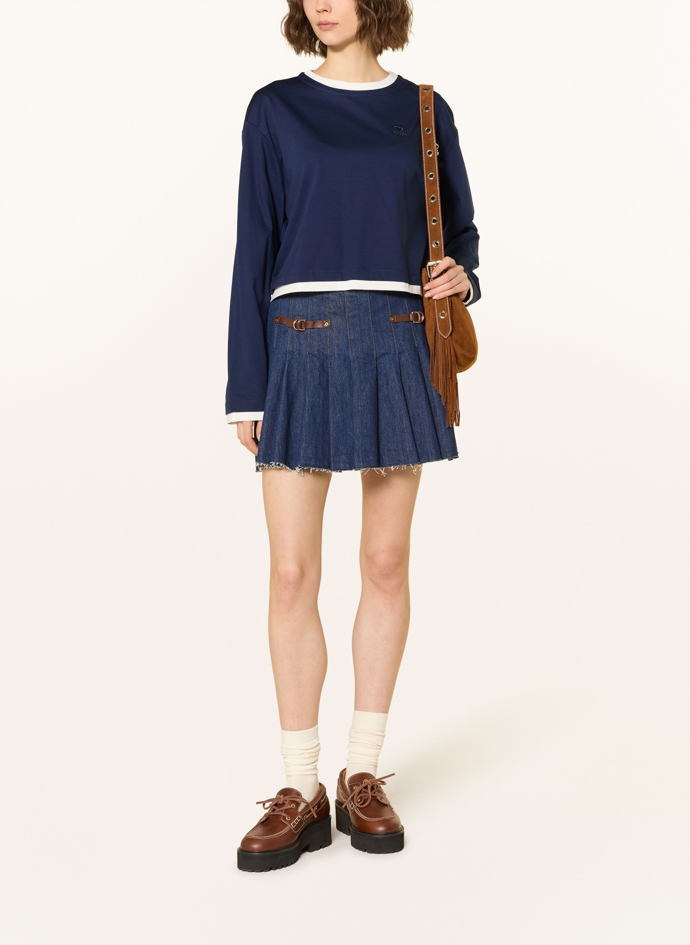 maje Longsleeve: DUNKELBLAU / WEISS