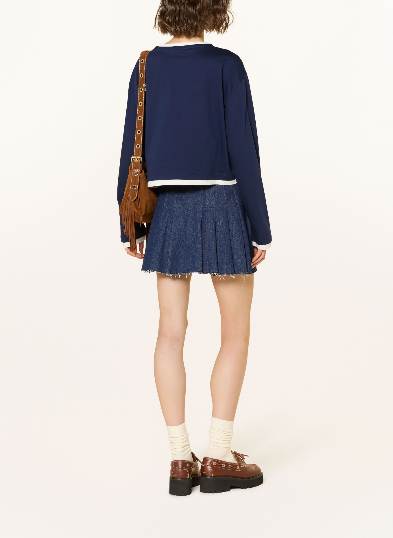 maje Longsleeve: DUNKELBLAU / WEISS