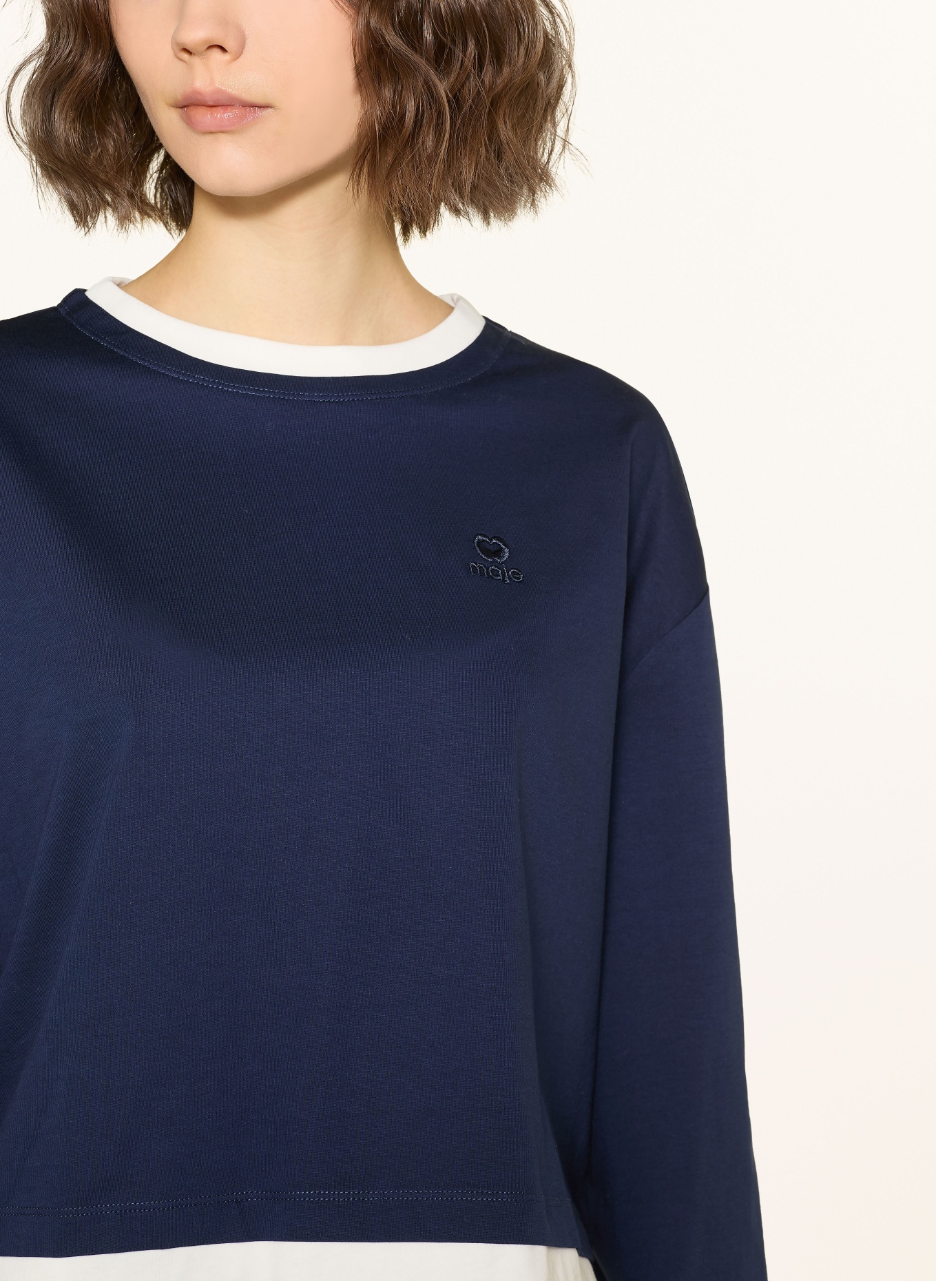 maje Longsleeve: DUNKELBLAU / WEISS