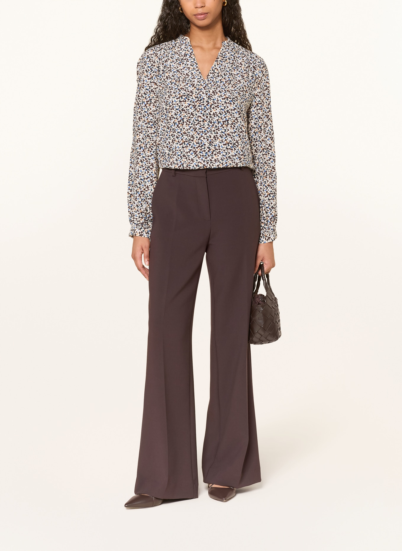 HOBBS Blůza MILA: KRÉMOVÁ / TMAVĚ HNĚDÁ / PETROLEJOVÁ